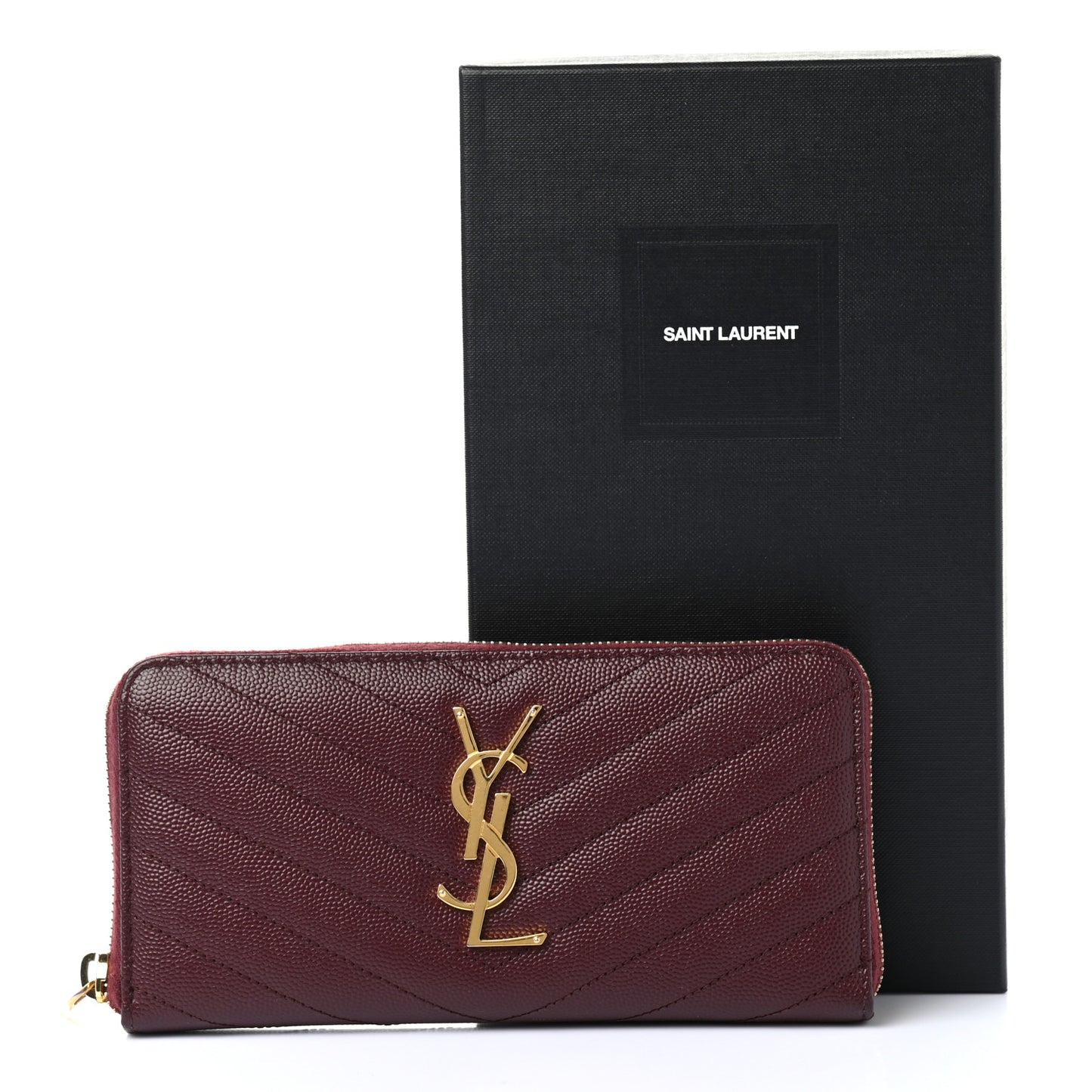 Grain De Poudre Matelasse Chevron Monogram Zip Around Wallet Rouge Legion