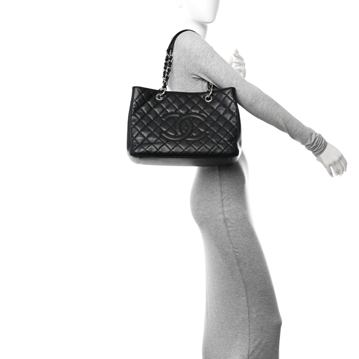Caviar Quilted Grand Shopping Tote GST Black