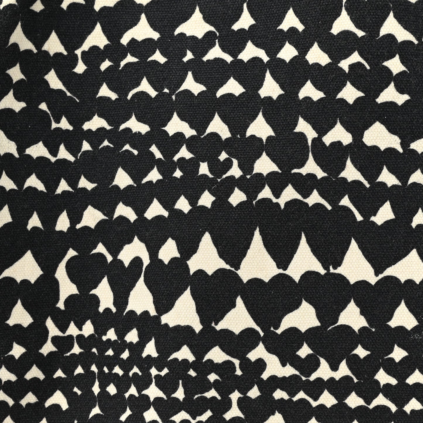 Cotton Canvas Hearts Falabella Fold Over Tote Black White