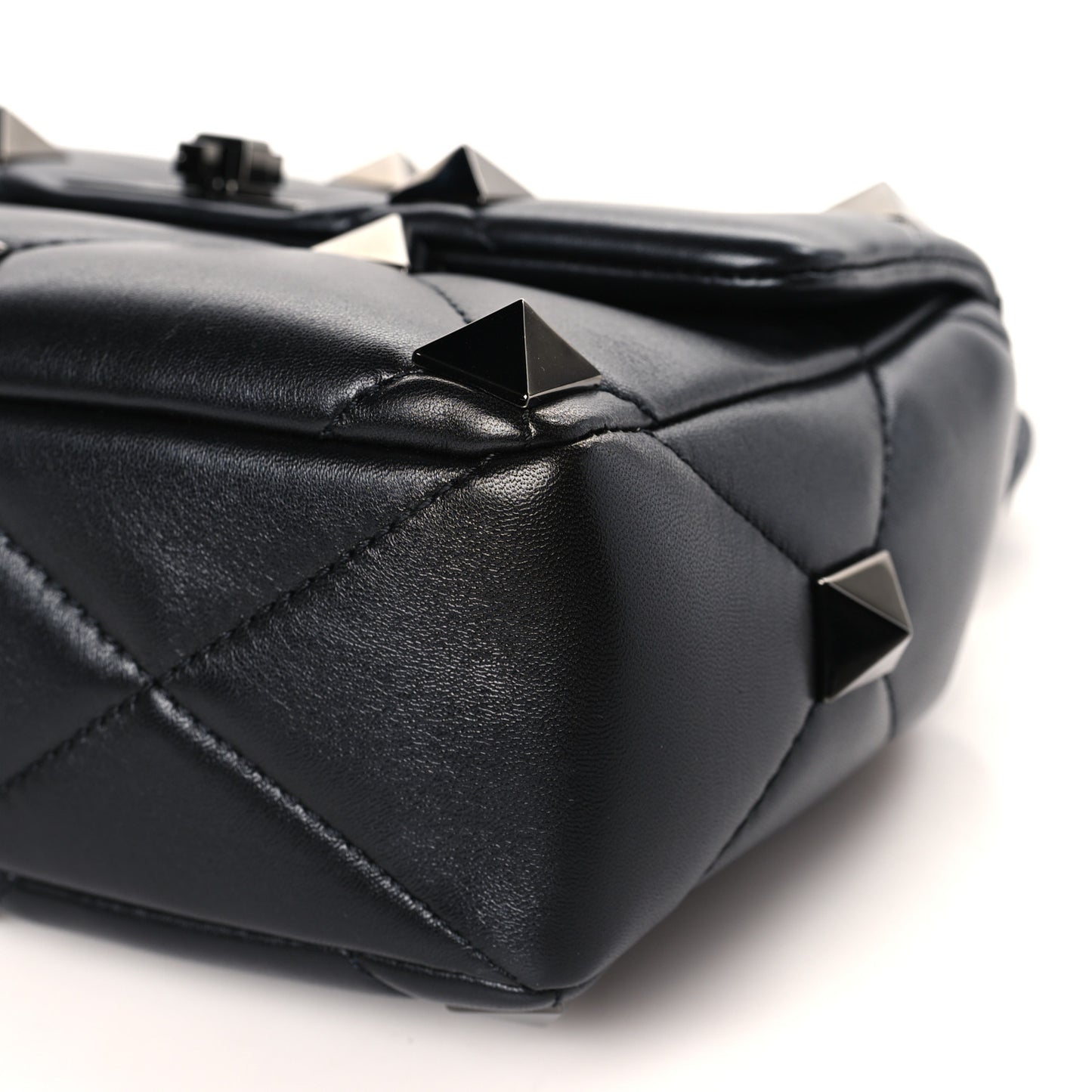 Nappa Monochrome Medium Roman Stud Shoulder Bag Black