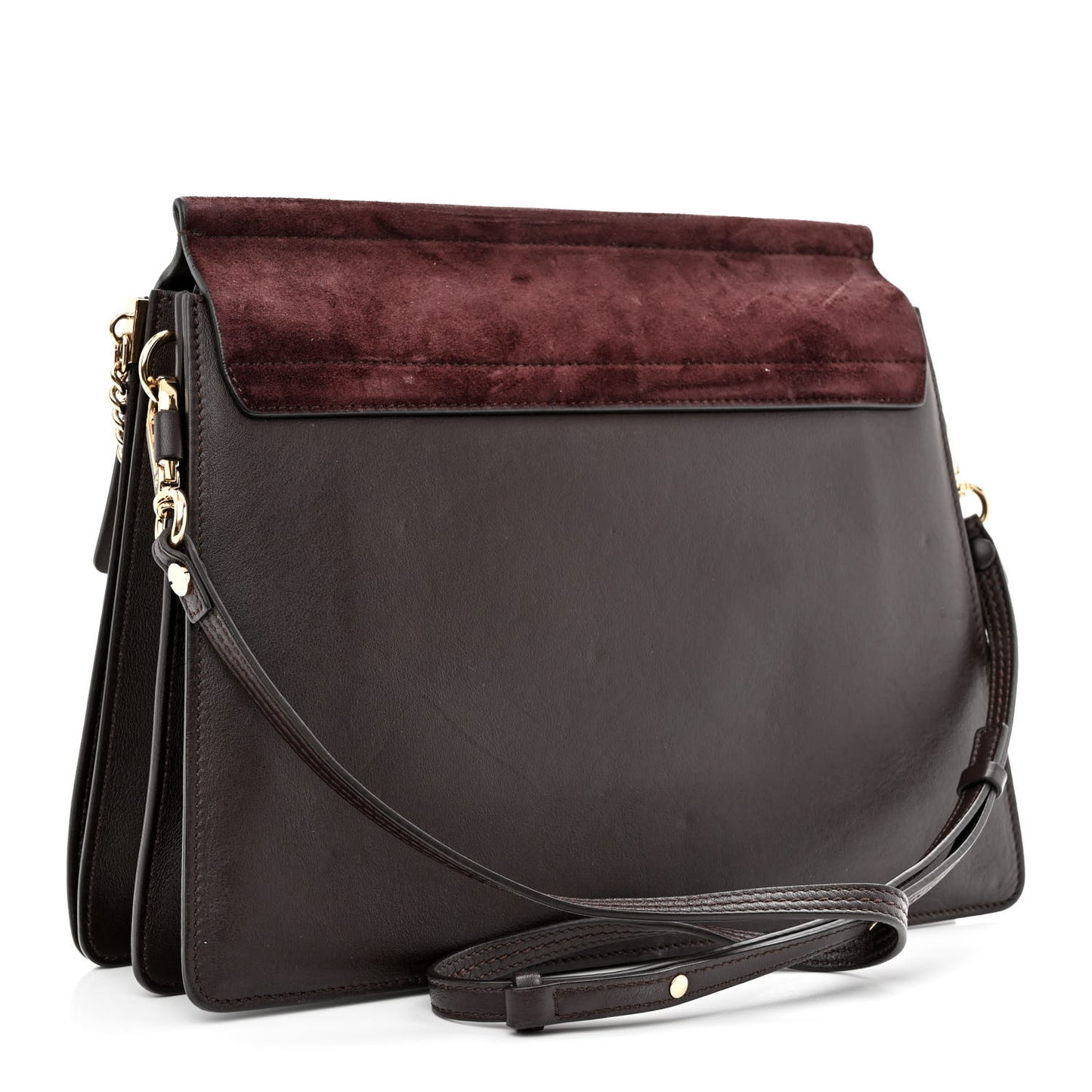 Calfskin Suede Medium Faye Shoulder Bag Dark Purple