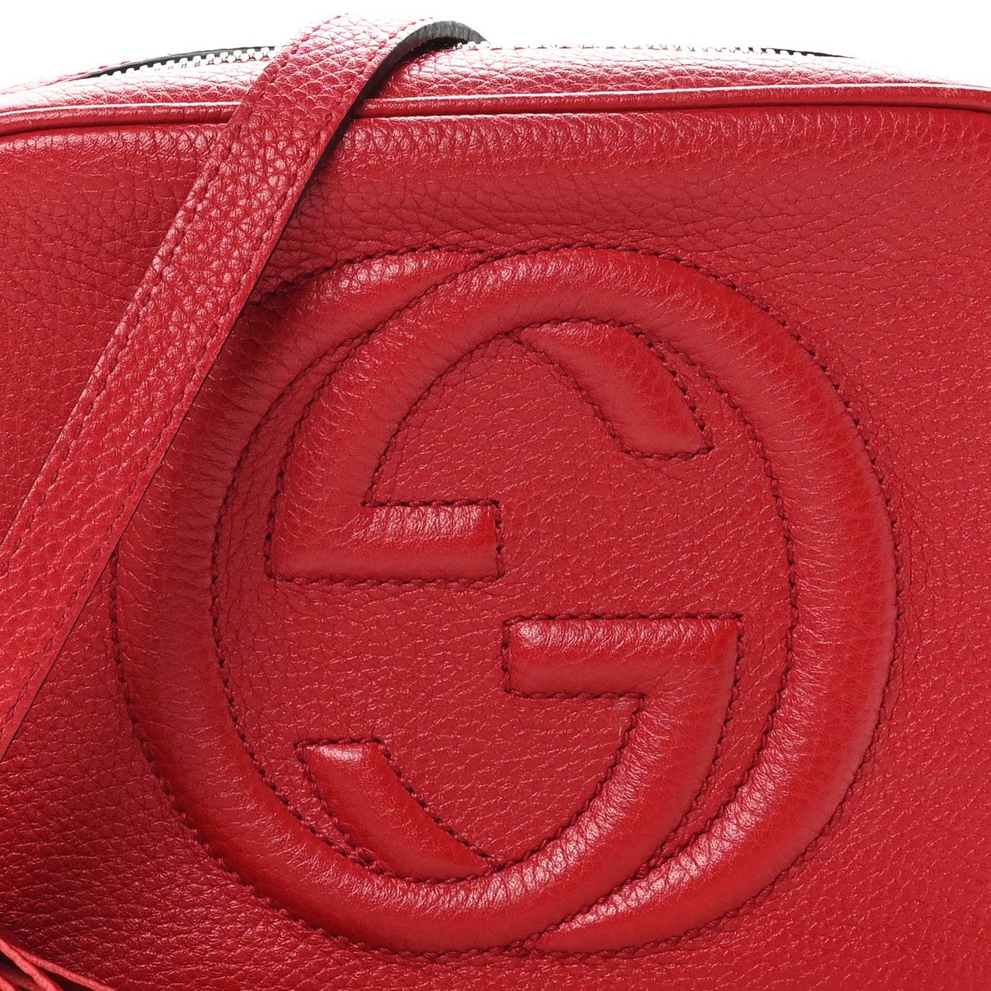 Pebbled Calfskin Small Soho Disco Bag Vibrant Red