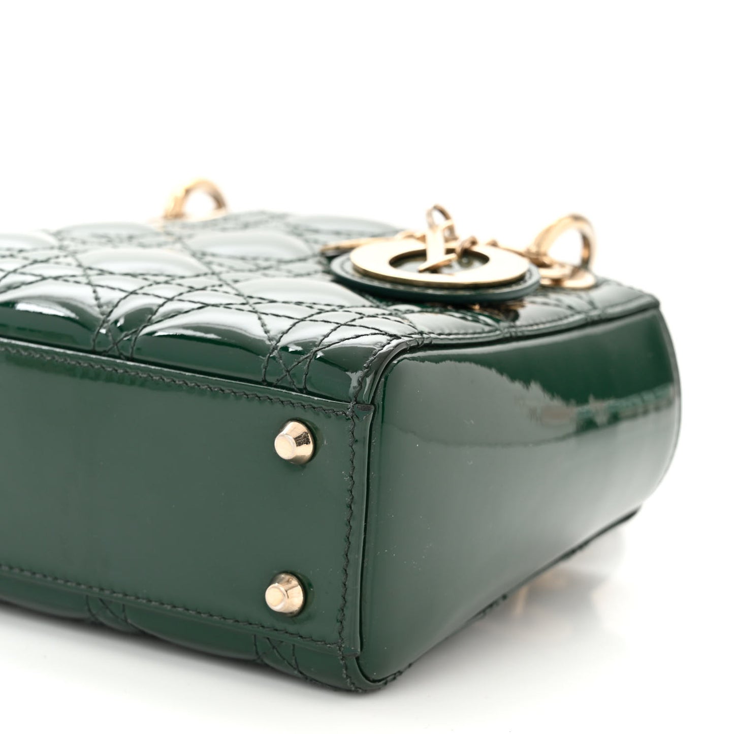 Patent Cannage Mini Lady Dior Pine Green