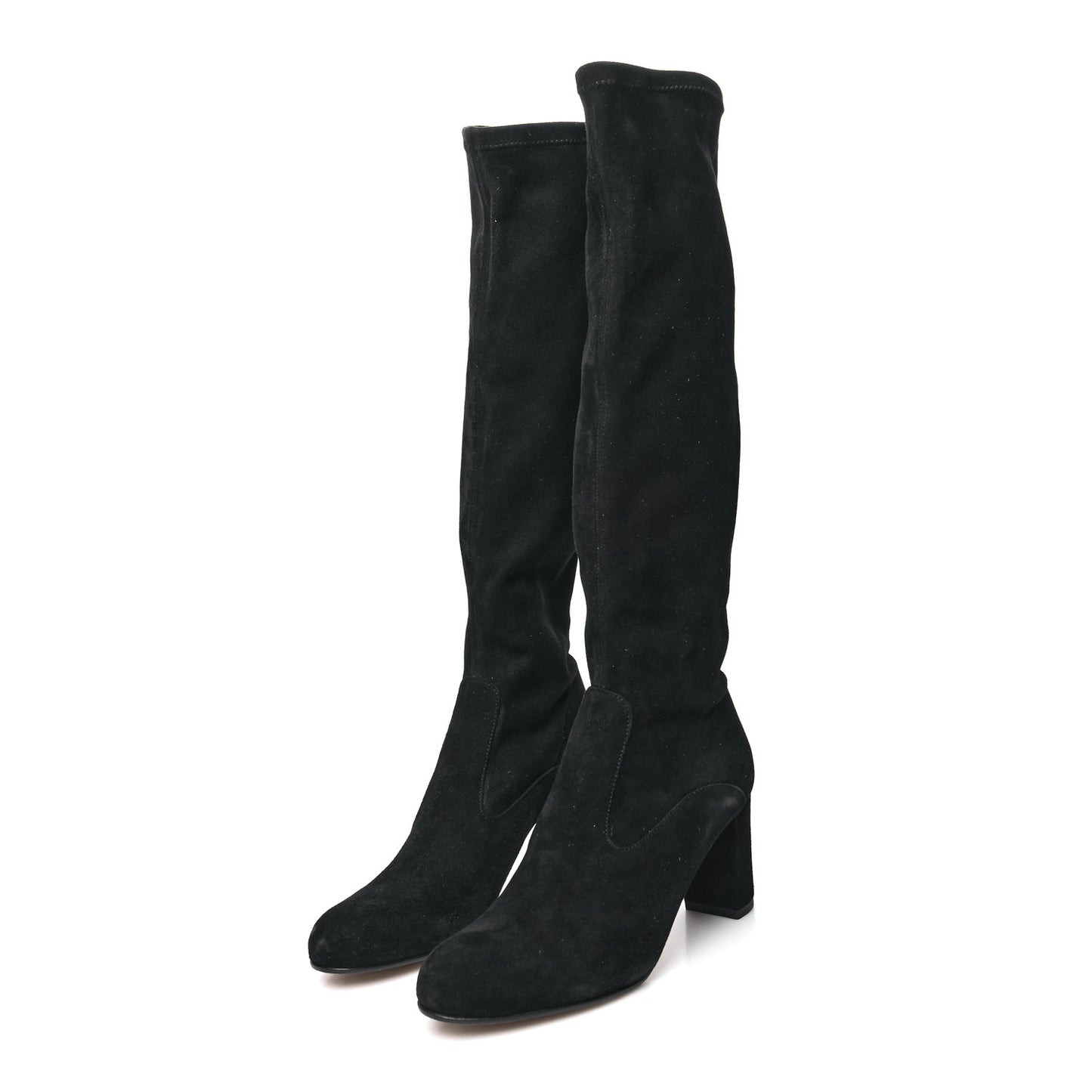 Suede Stretch Knee Boots 36 Black