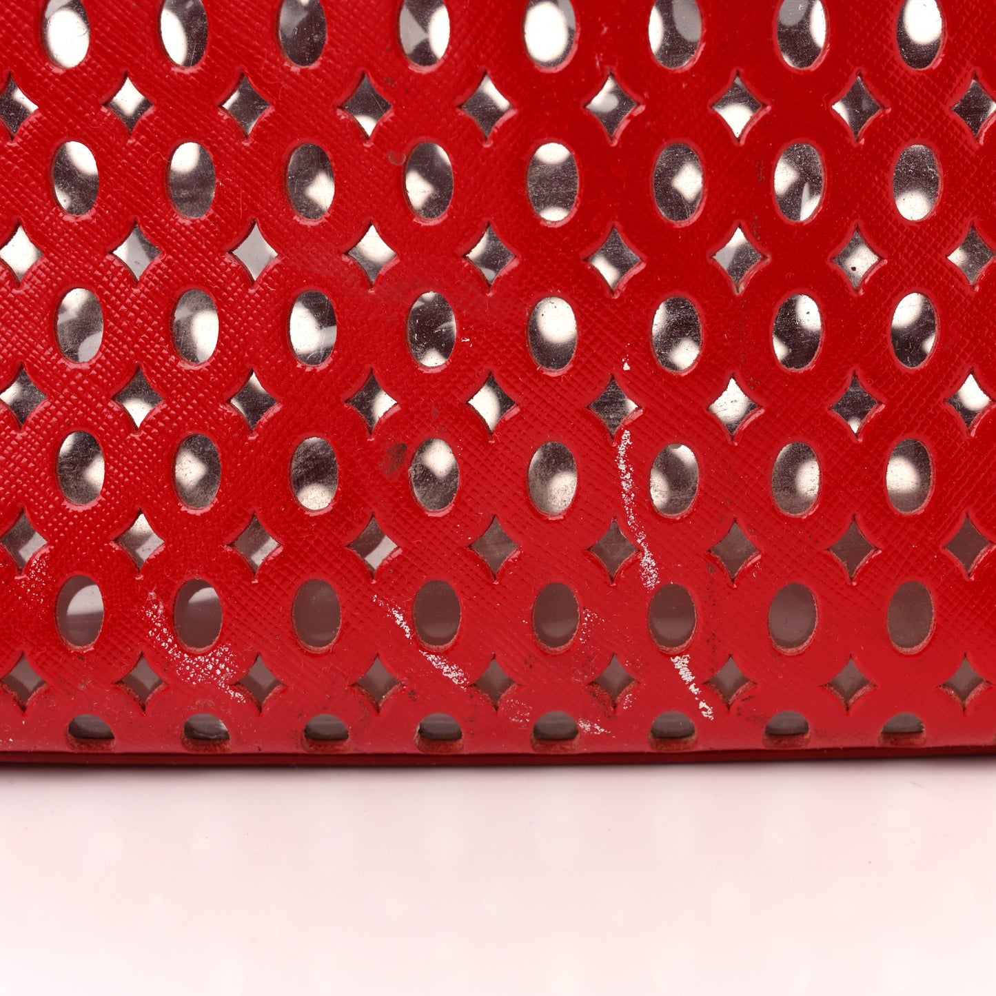 Saffiano Perforated Tote Red