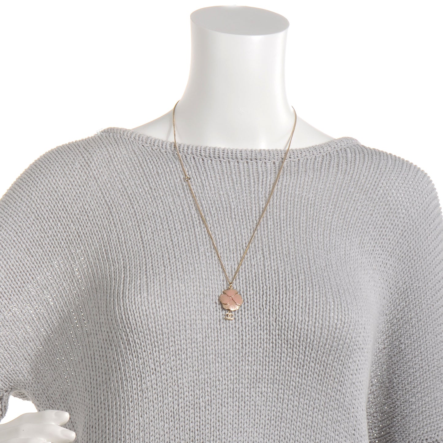 CC Camellia Flower Necklace Pink and Gold