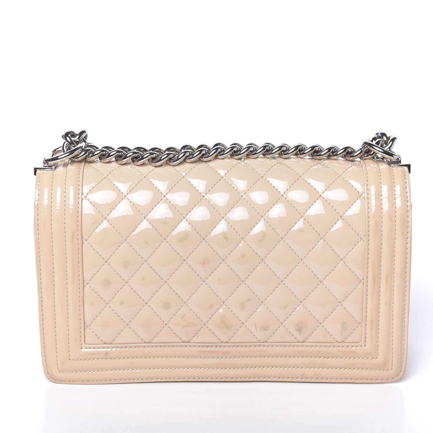 Chanel Patent Calfskin Quilted Medium Plexiglass Boy Flap Beige 16 of 16