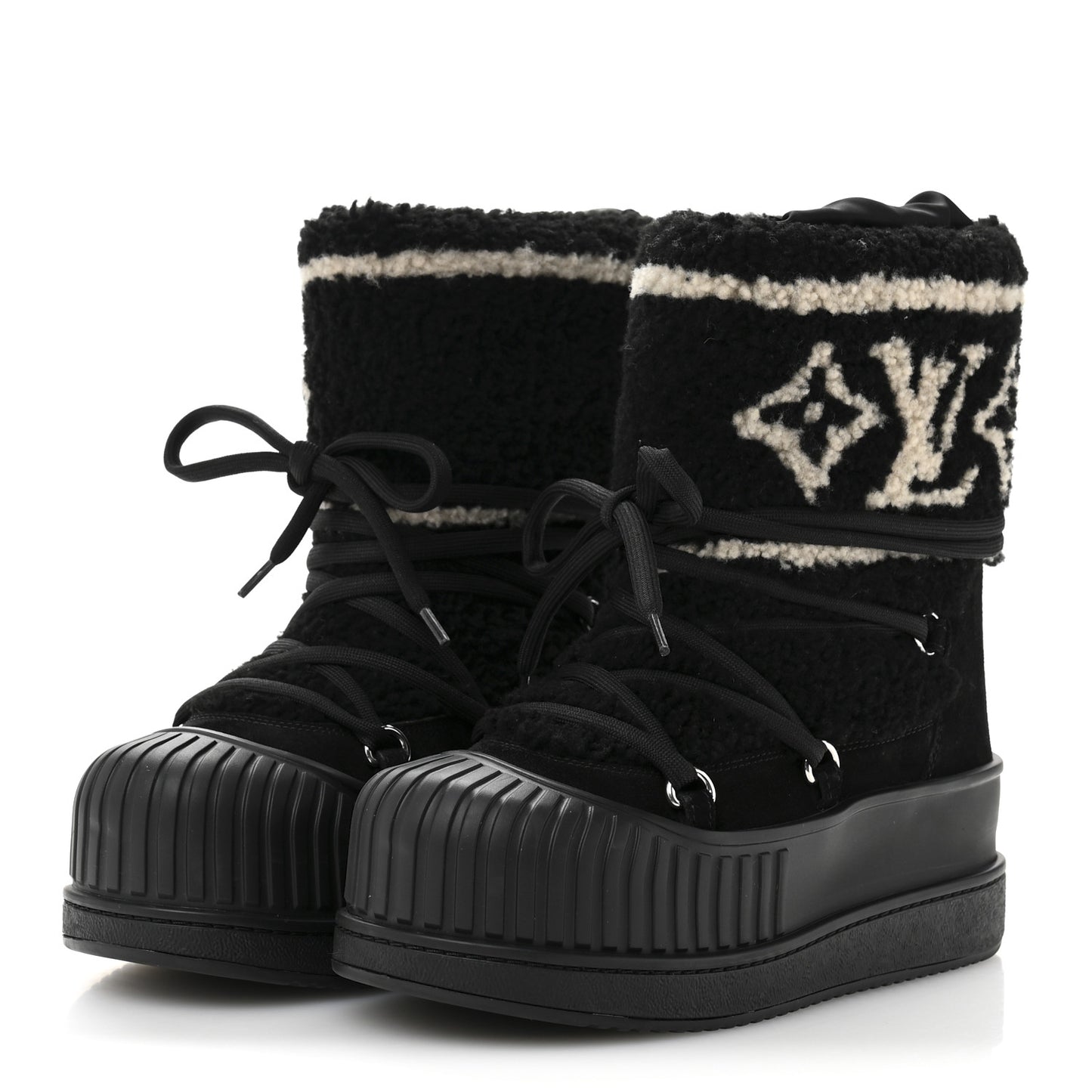 Suede Shearling Polar Flat Half Boots 37 Black
