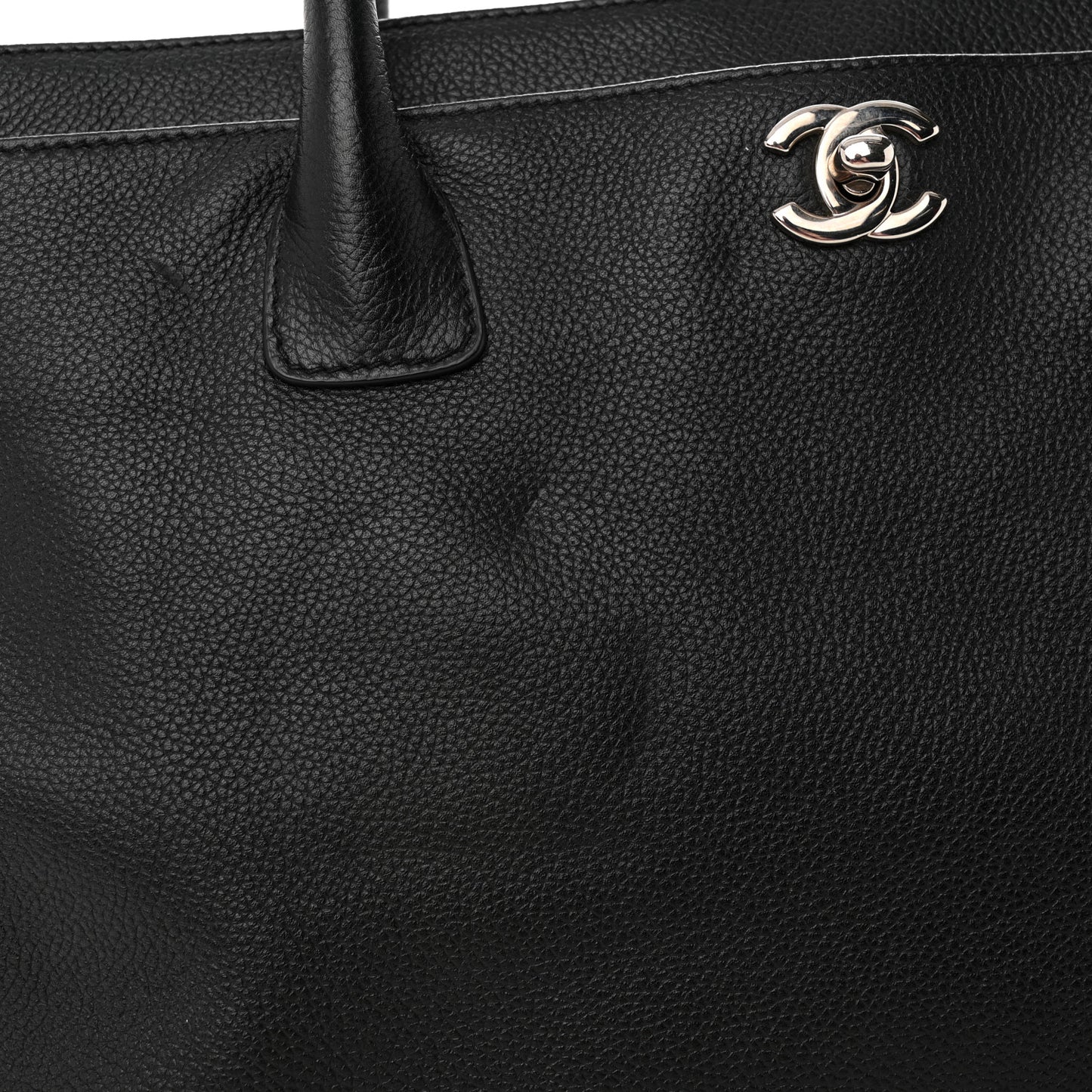 Calfskin Cerf Executive Shopper Tote Black