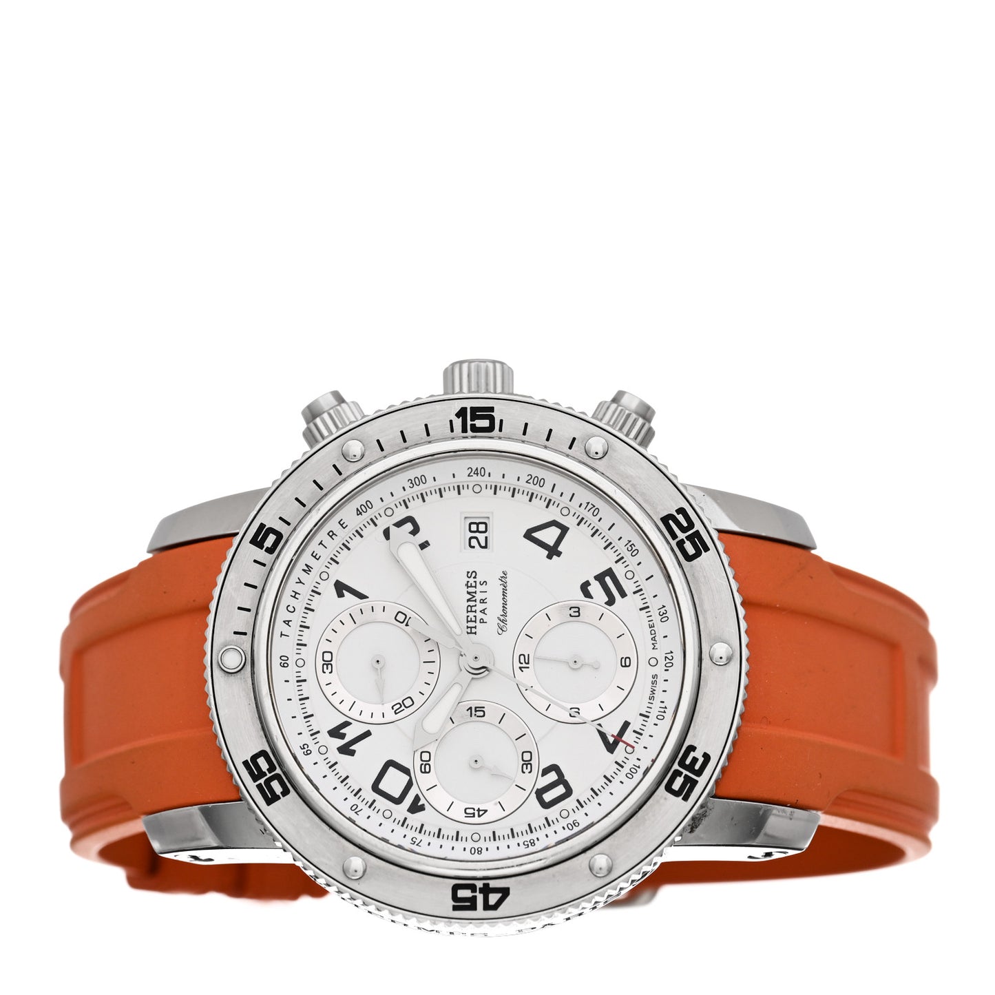 Stainless Steel Rubber 44mm Clipper Chronograph Diver Automatic Watch Orange