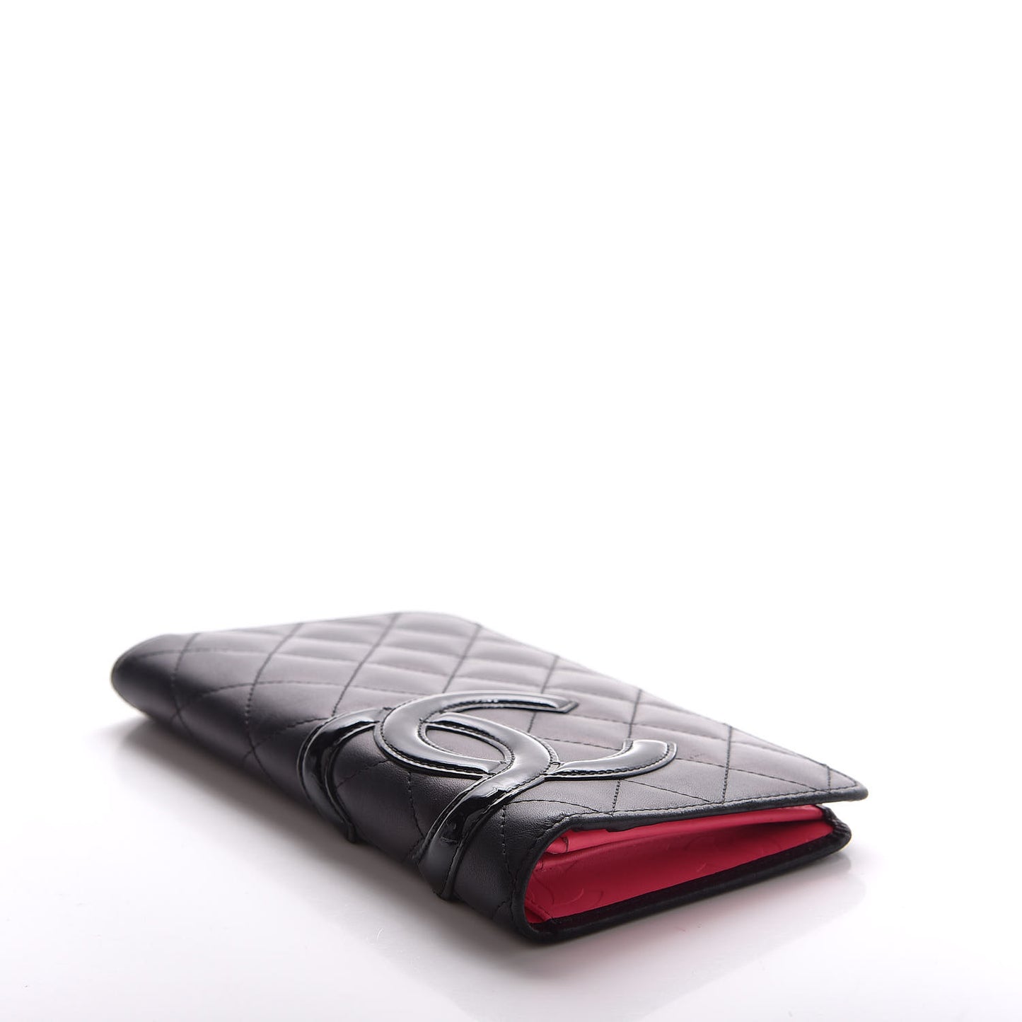 Calfskin Quilted Cambon Yen Wallet Black