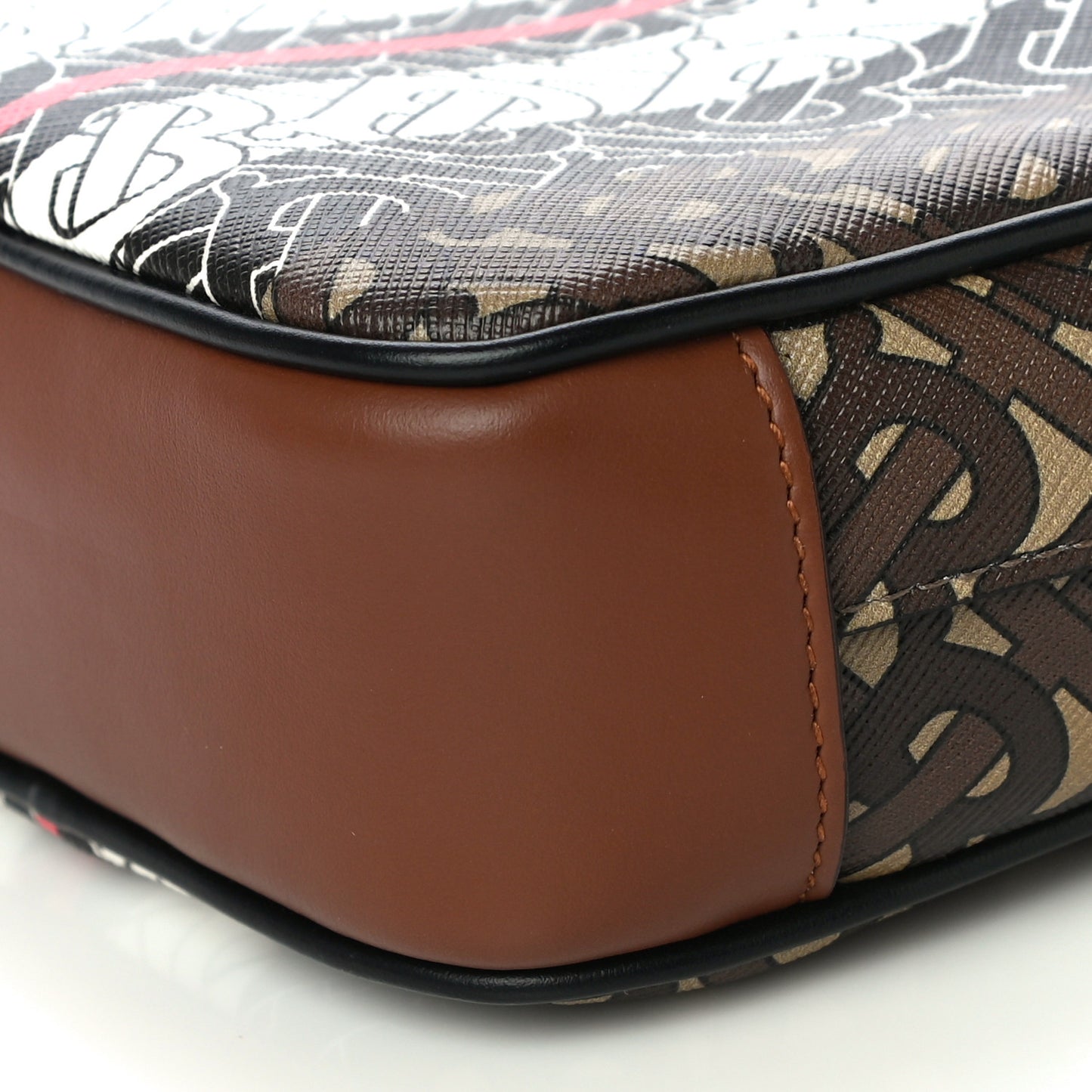 E-Canvas Monogram Stripe Messenger Bag Brown