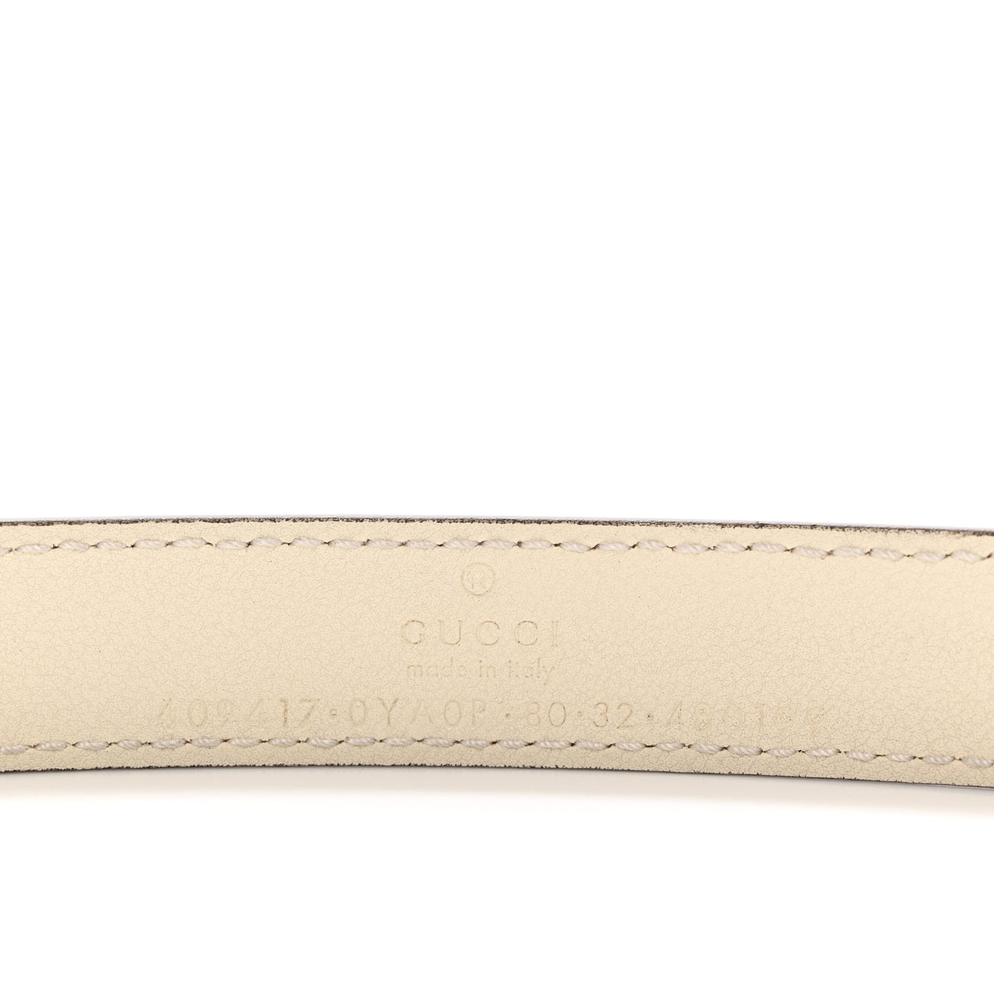 Plutone Calfskin Palladium Double G 20mm Belt 80 32 Mystic White