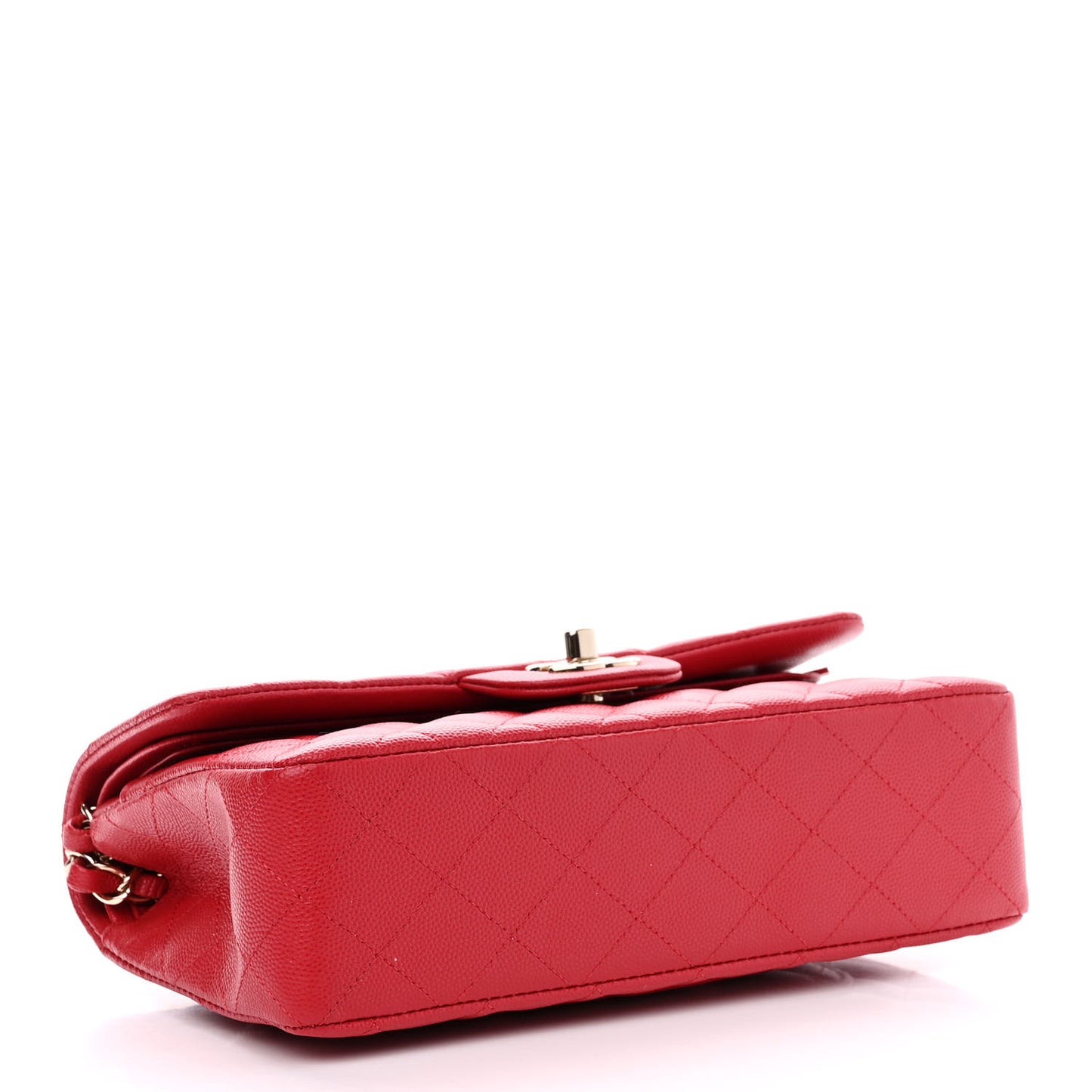 Caviar Quilted Small Double Flap Red