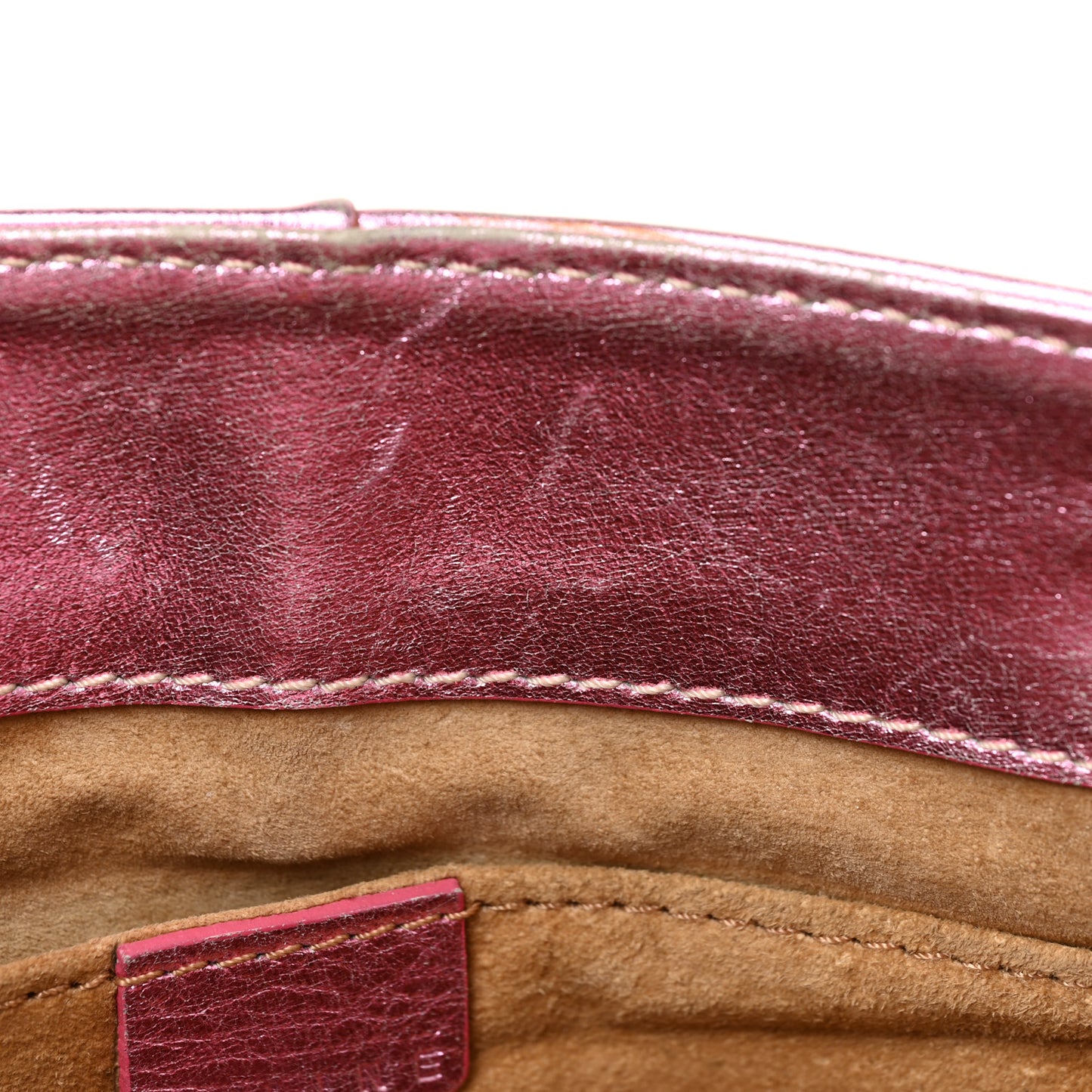Metallic Lambskin Quilted Boogie Satchel Pink