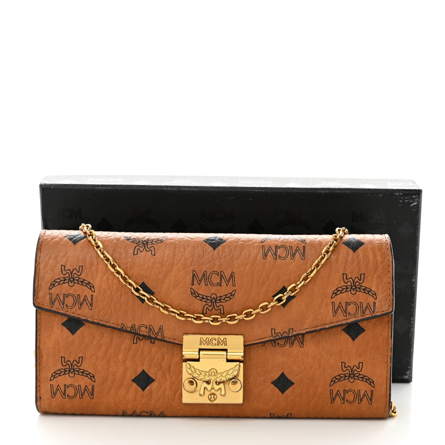 Visetos Large Patricia Wallet On Chain Cognac