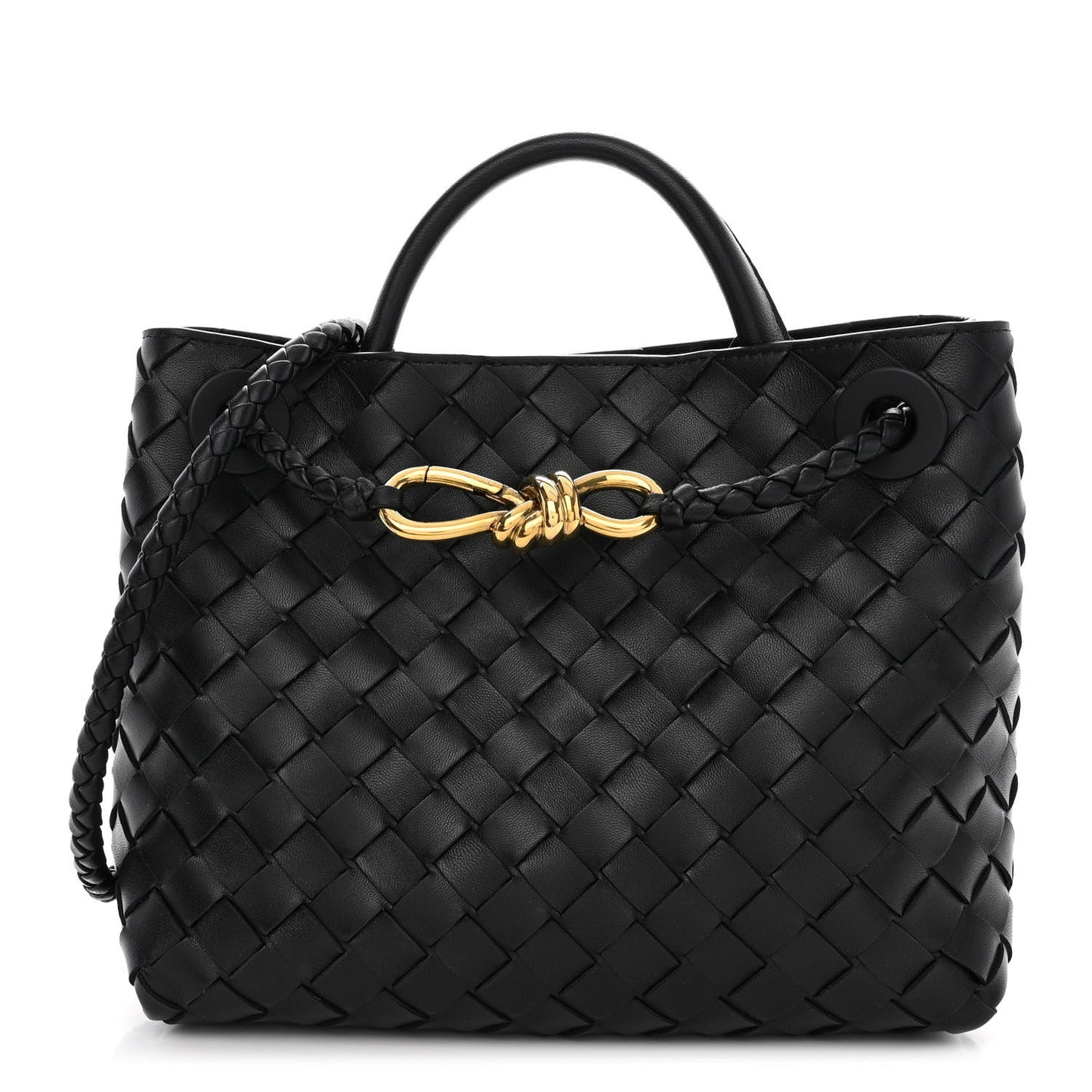 Nappa Intrecciato Small Andiamo Shoulder Bag Black