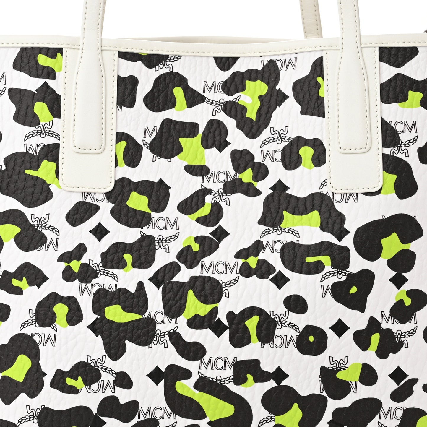 Leopard Visetos Medium Aren Shopper Tote White