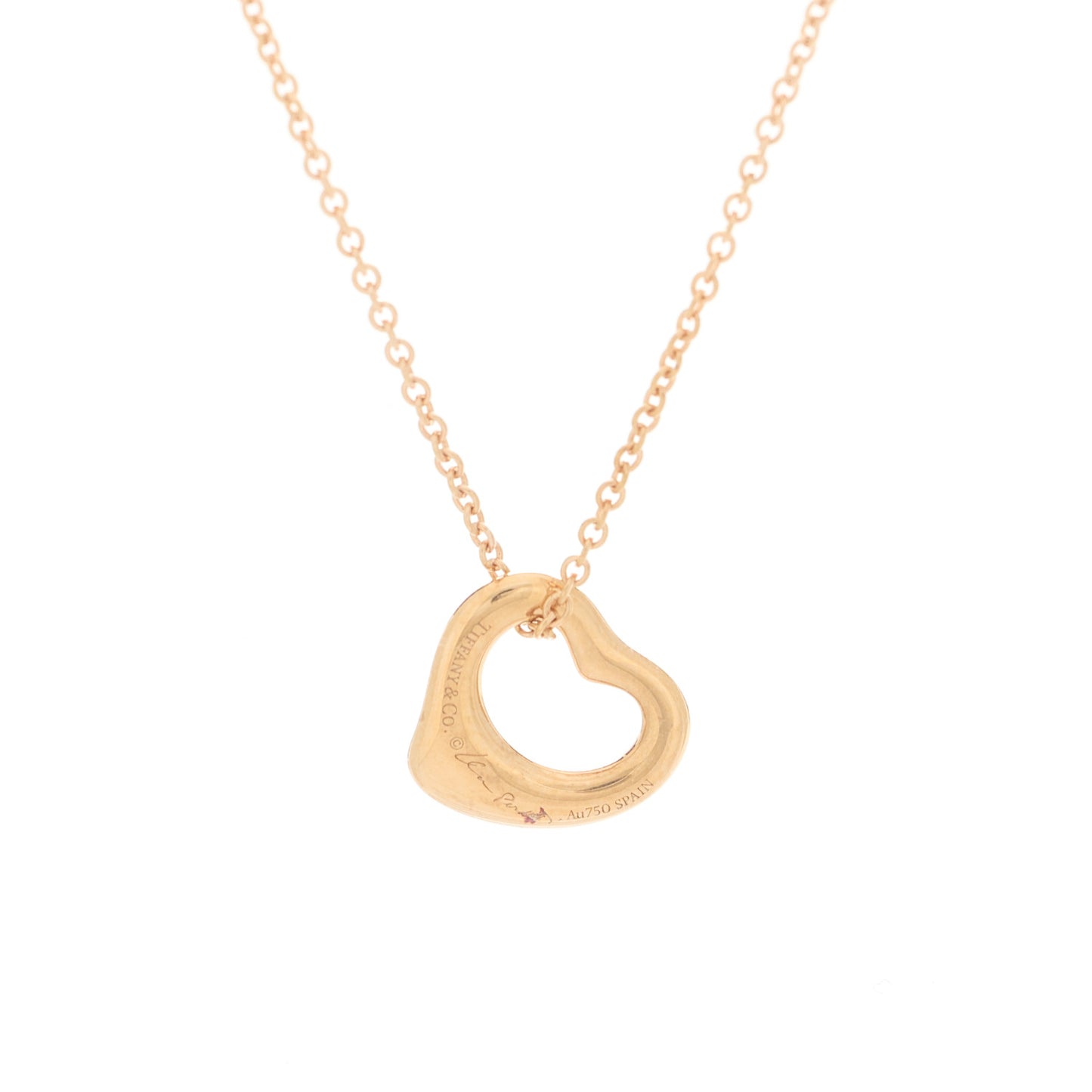 18K Rose Gold 11mm Elsa Peretti Open Heart Pendant Necklace