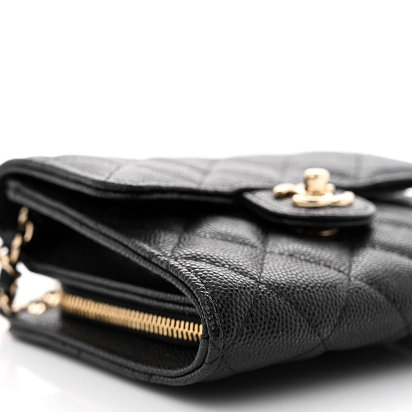 Caviar Quilted Clutch With Chain Bag Black