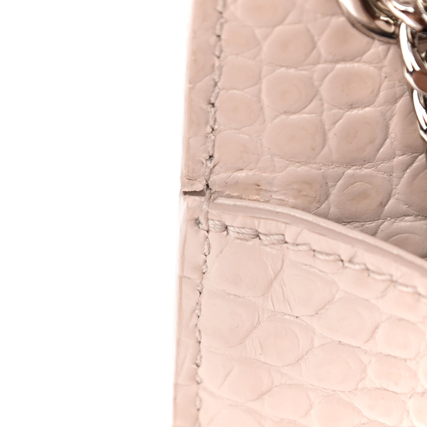 Calfskin Crocodile Embossed Small Classic Monogram Kate Tassel Satchel Light Pink