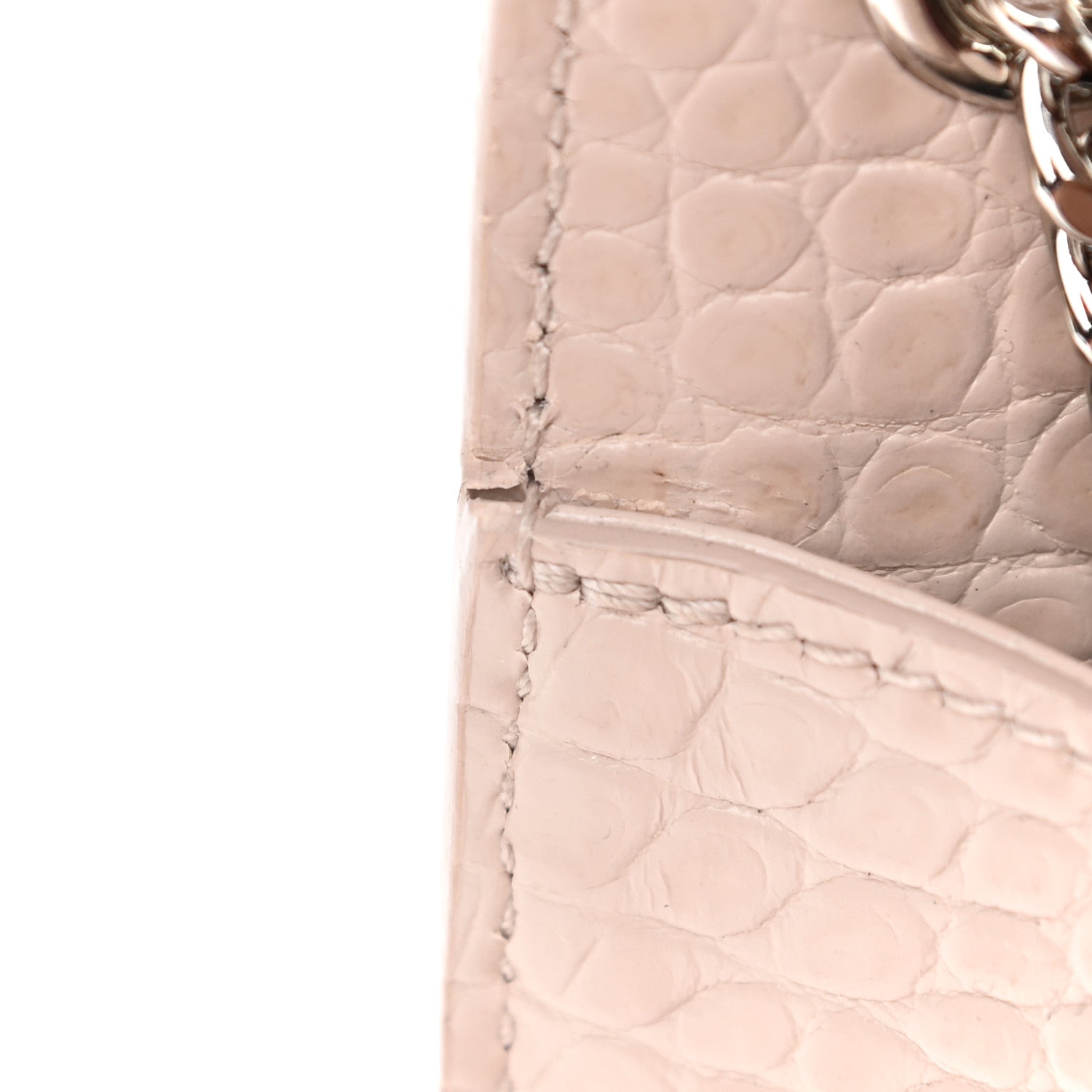 Saint Laurent Calfskin Crocodile Embossed Small Classic Monogram Kate Tassel Satchel Light Pink 12 of 13