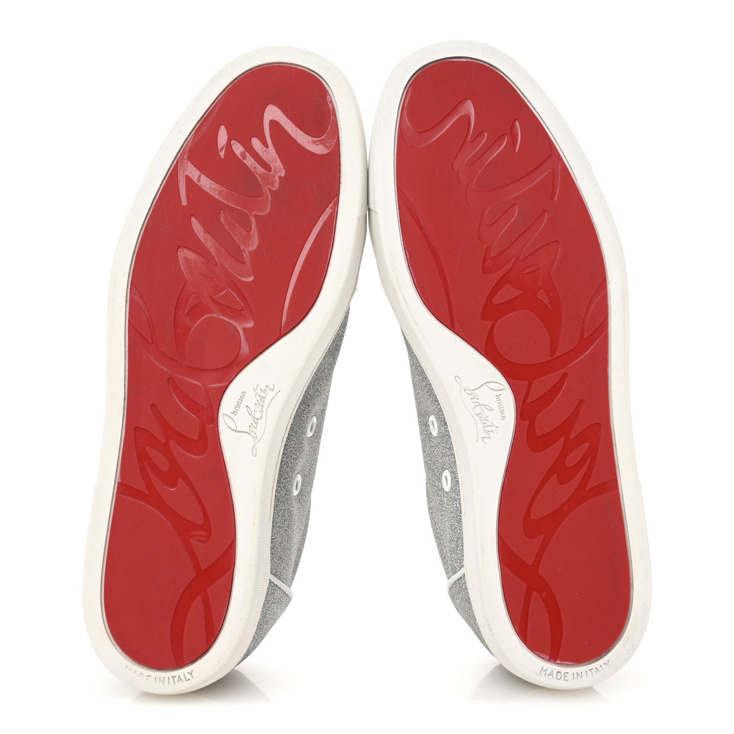 Christian Louboutin Glitter Calfskin Vieira Flat Sneakers 40.5 Silver 6 of 12