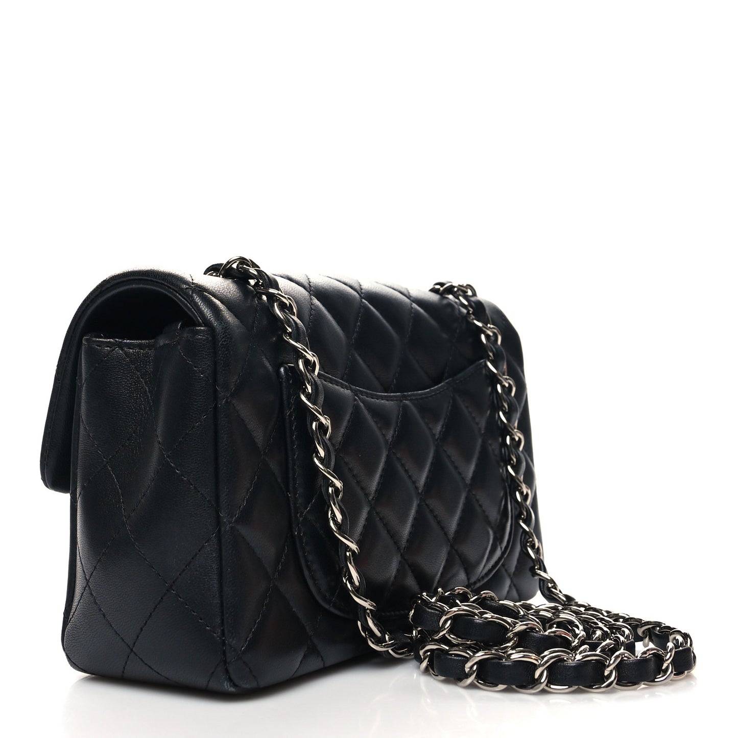 Lambskin Quilted Mini Rectangular Flap Black