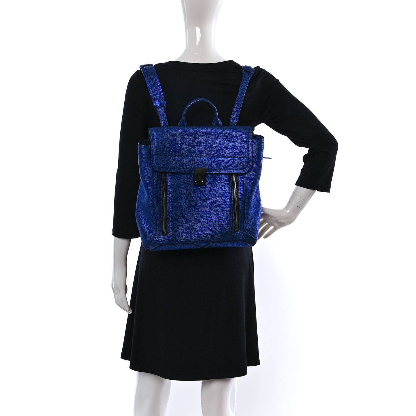 Textured Calfskin Pashli Backpack Electric Blue