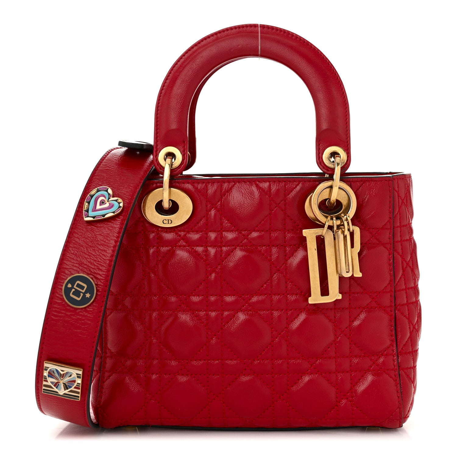 Christian Dior Crinkled Patent Cannage Small Lucky Badges My Lady