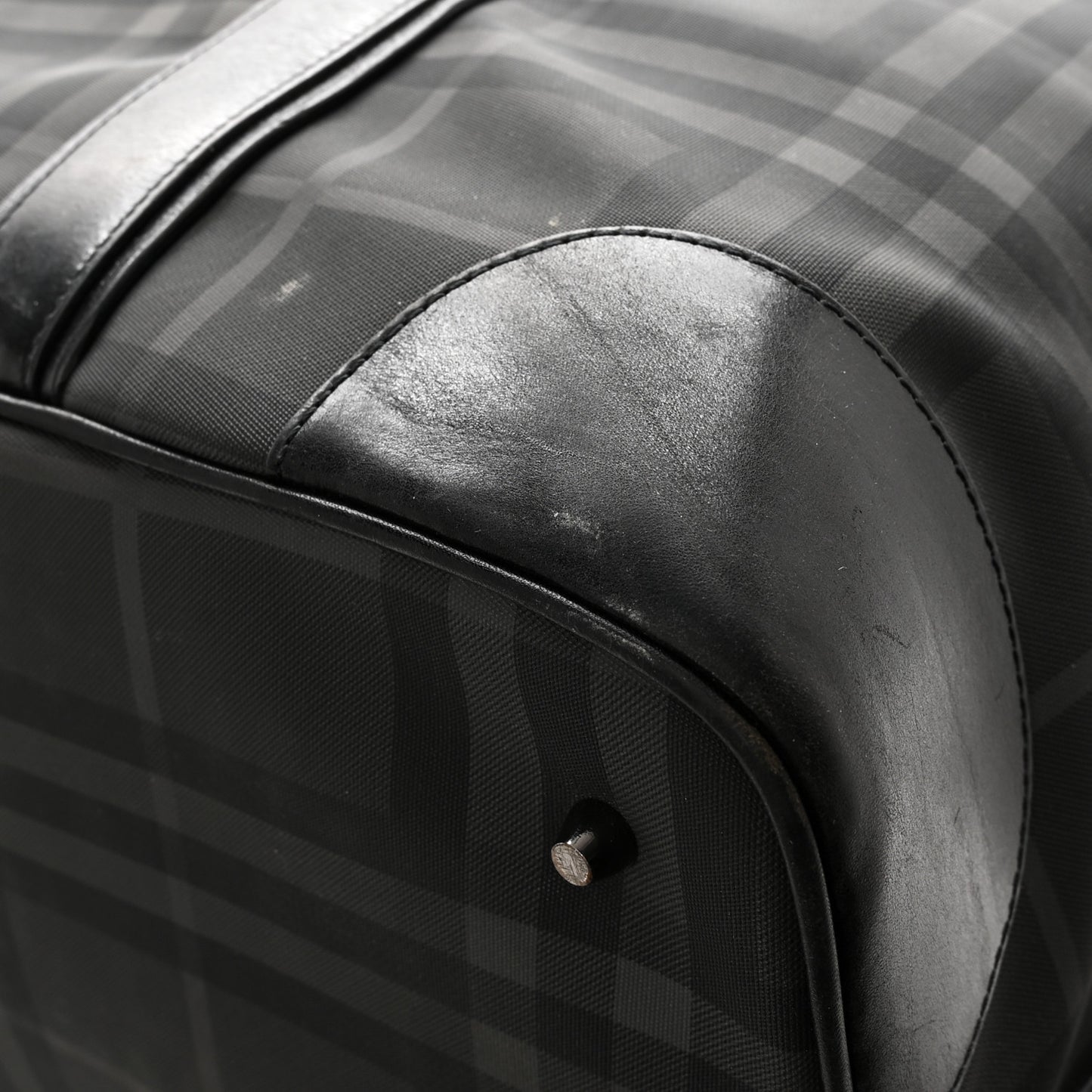 Nylon Smoked Check Weekend Duffle Bag Black