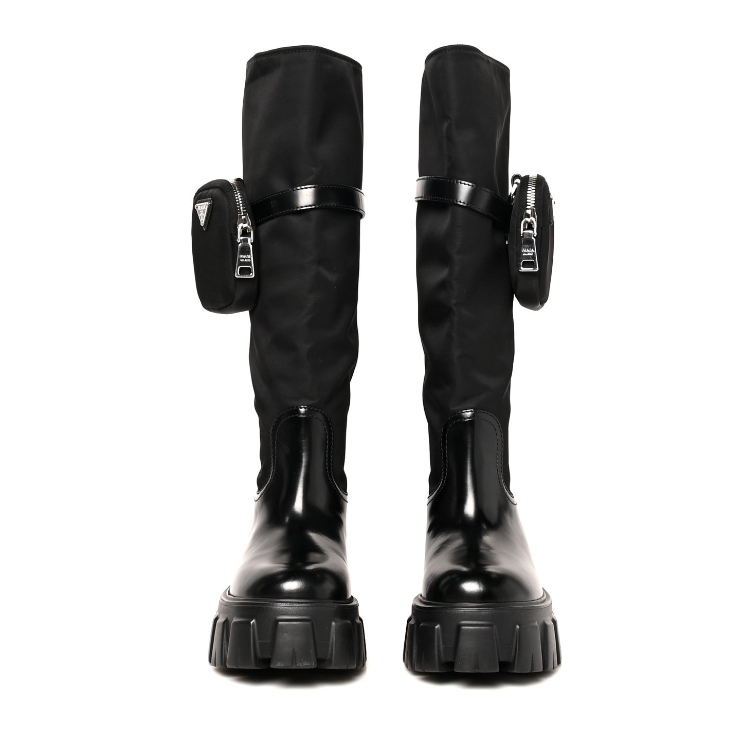 Spazzolato Rois Re-Nylon Metal Triangle Logo Monolith Pouch Pocket 55mm Tall Boots 36 Black