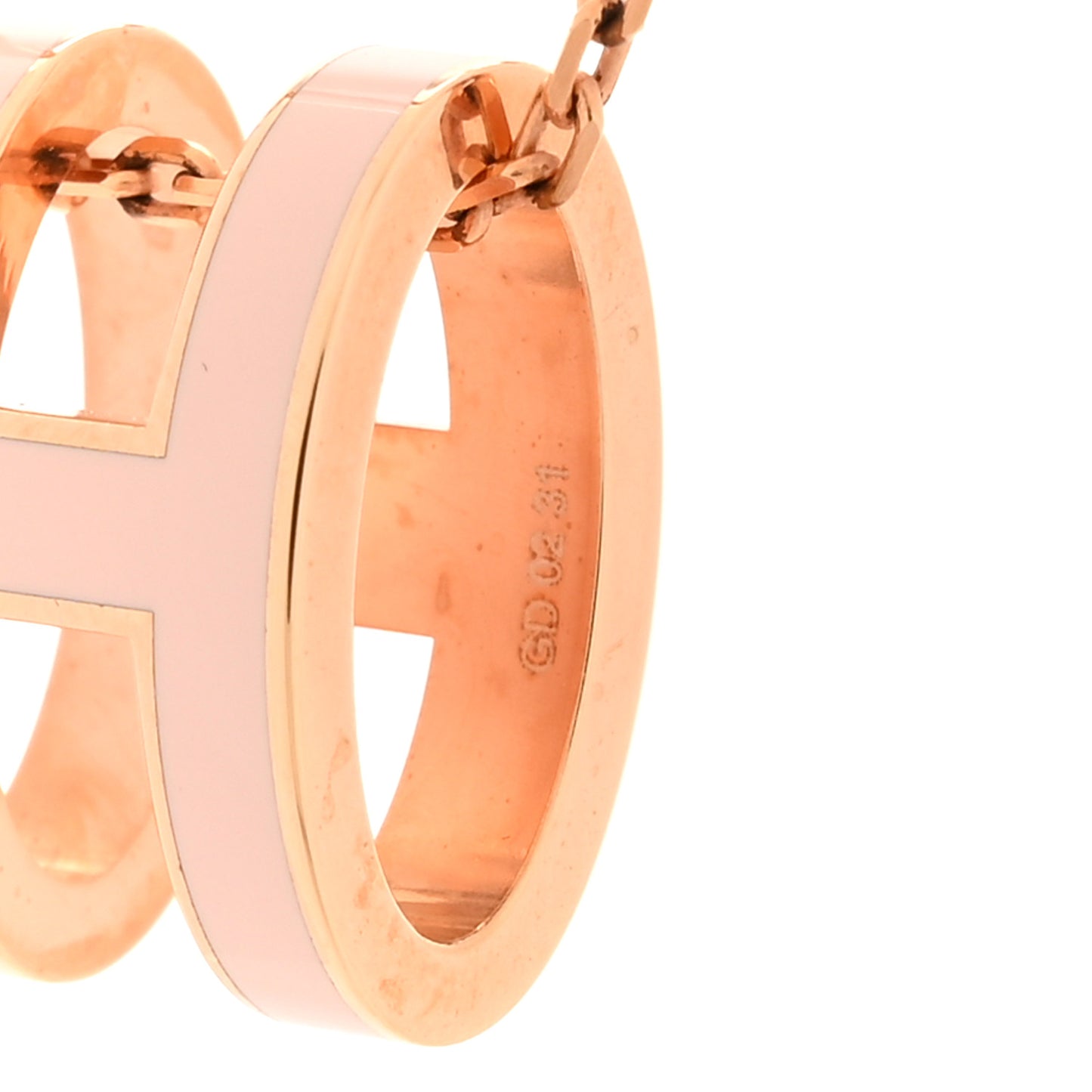 Lacquered Rose Gold Pop H Pendant Necklace Rose Dragee