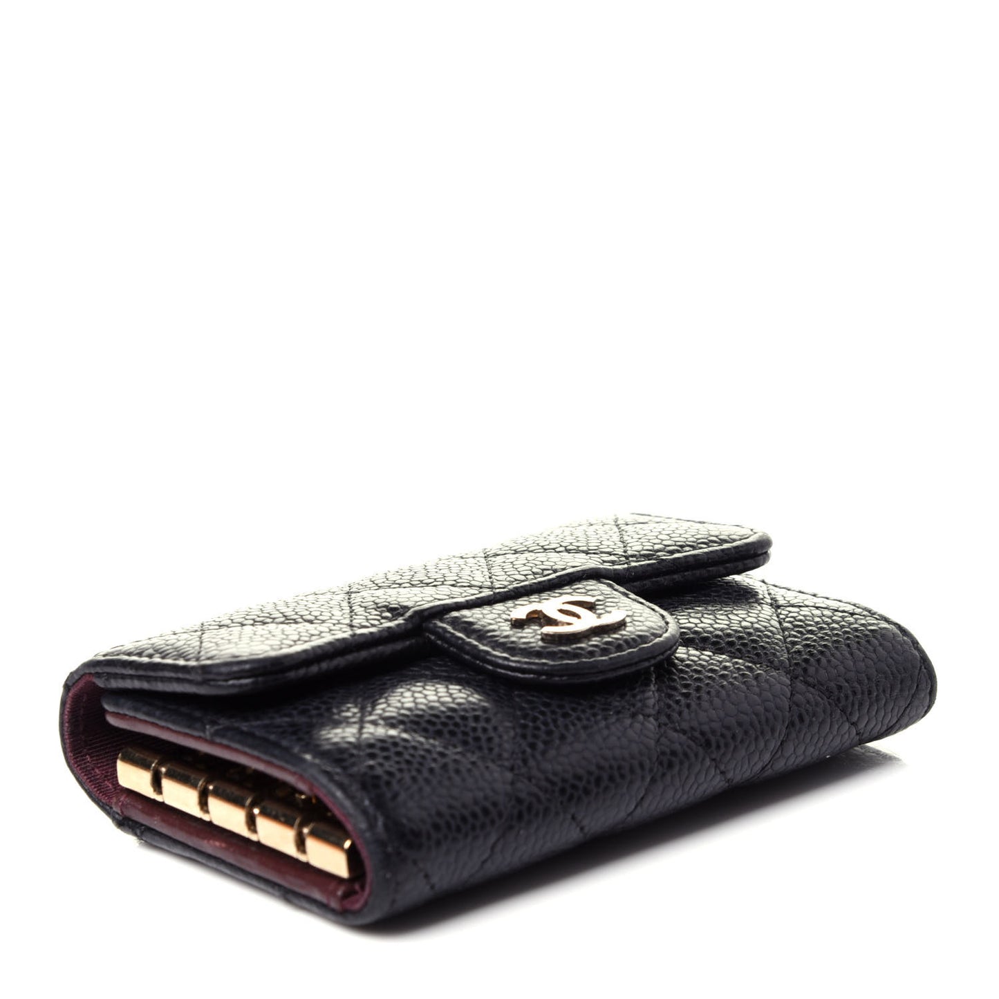 Caviar Quilted Classic 4 Key Holder Wallet Black