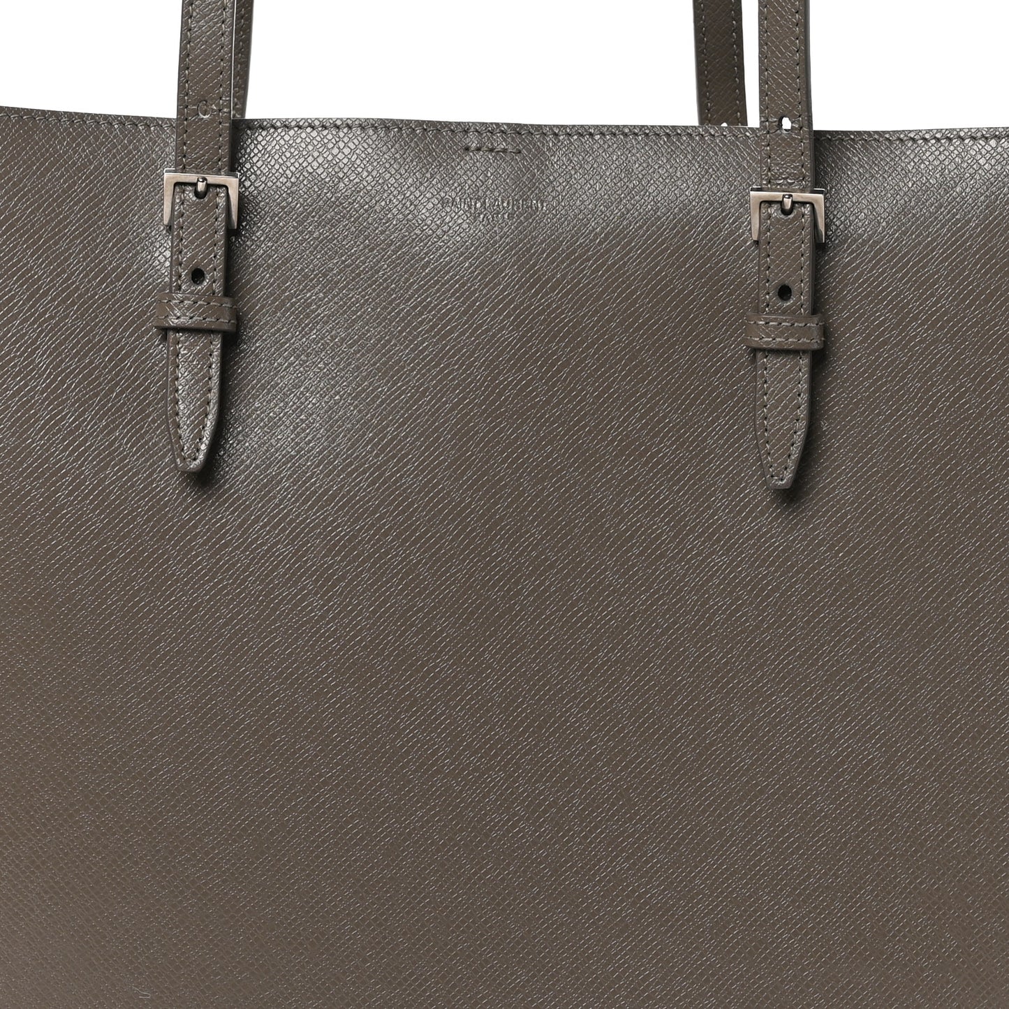 Grained Calfskin Large Shopping Tote Warm Taupe Black