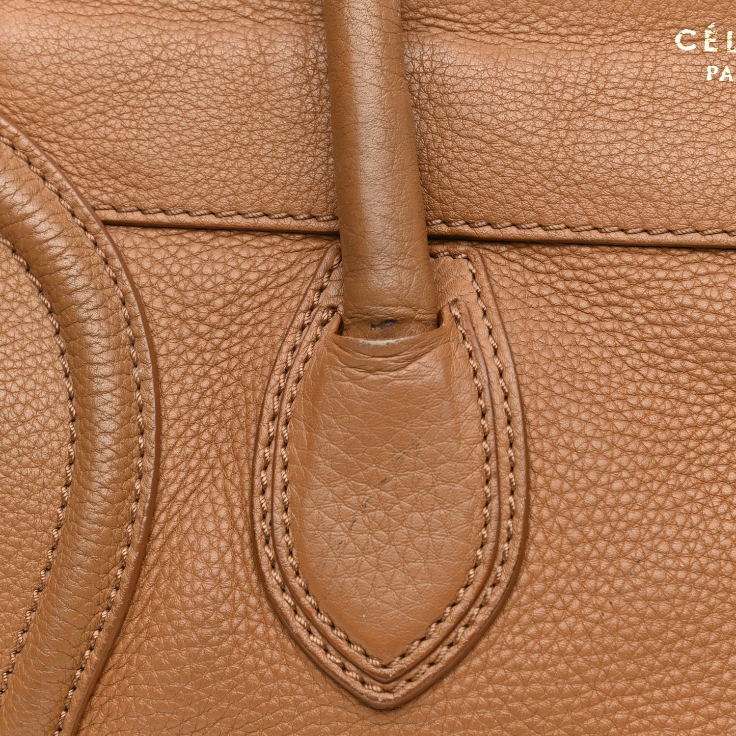 Drummed Calfskin Mini Luggage Camel