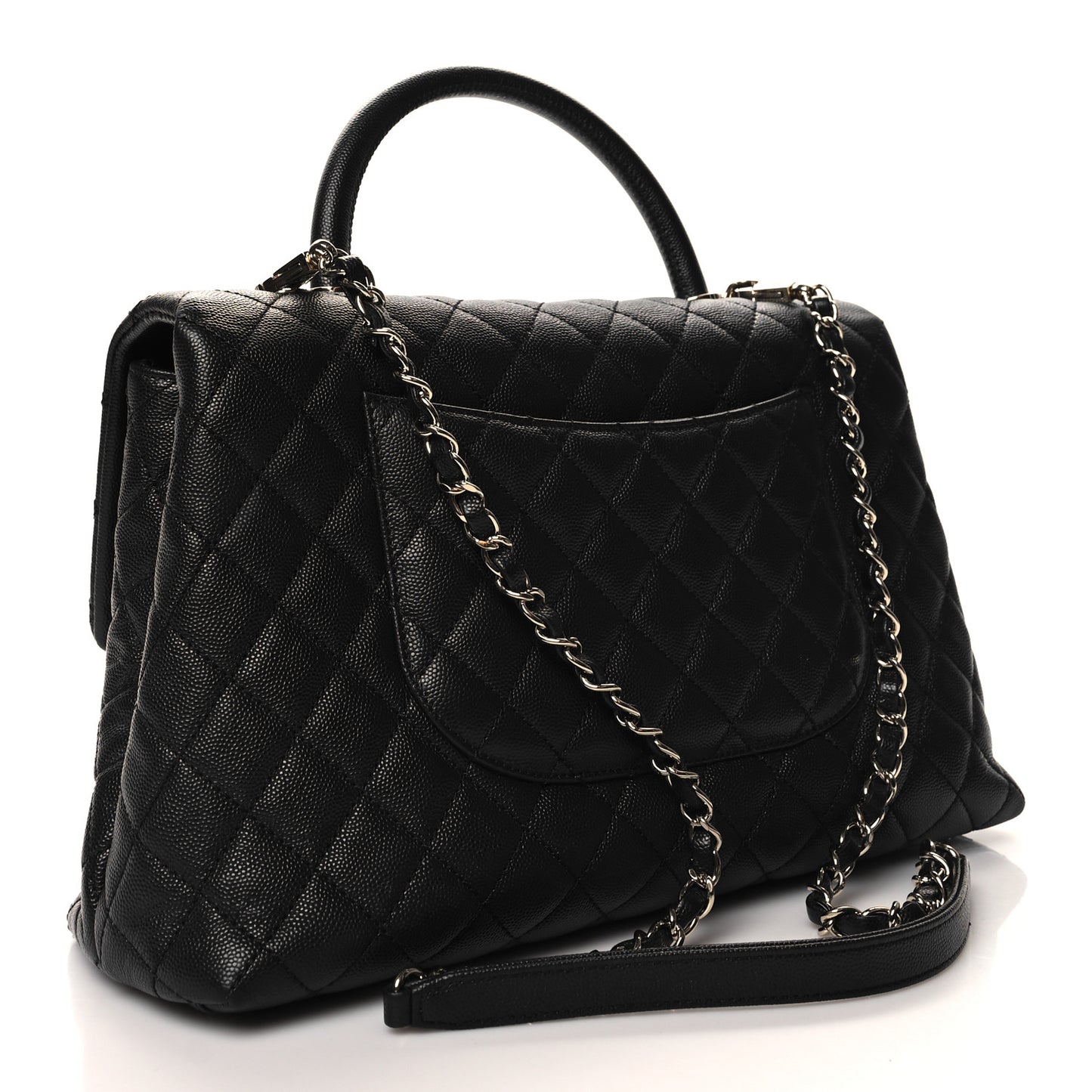 Caviar Quilted Medium Coco Handle Flap Black