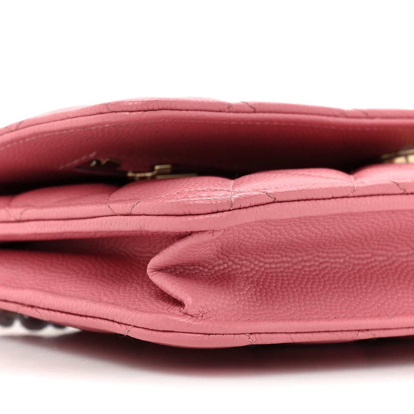 Caviar Quilted Wallet On Chain WOC Dark Pink