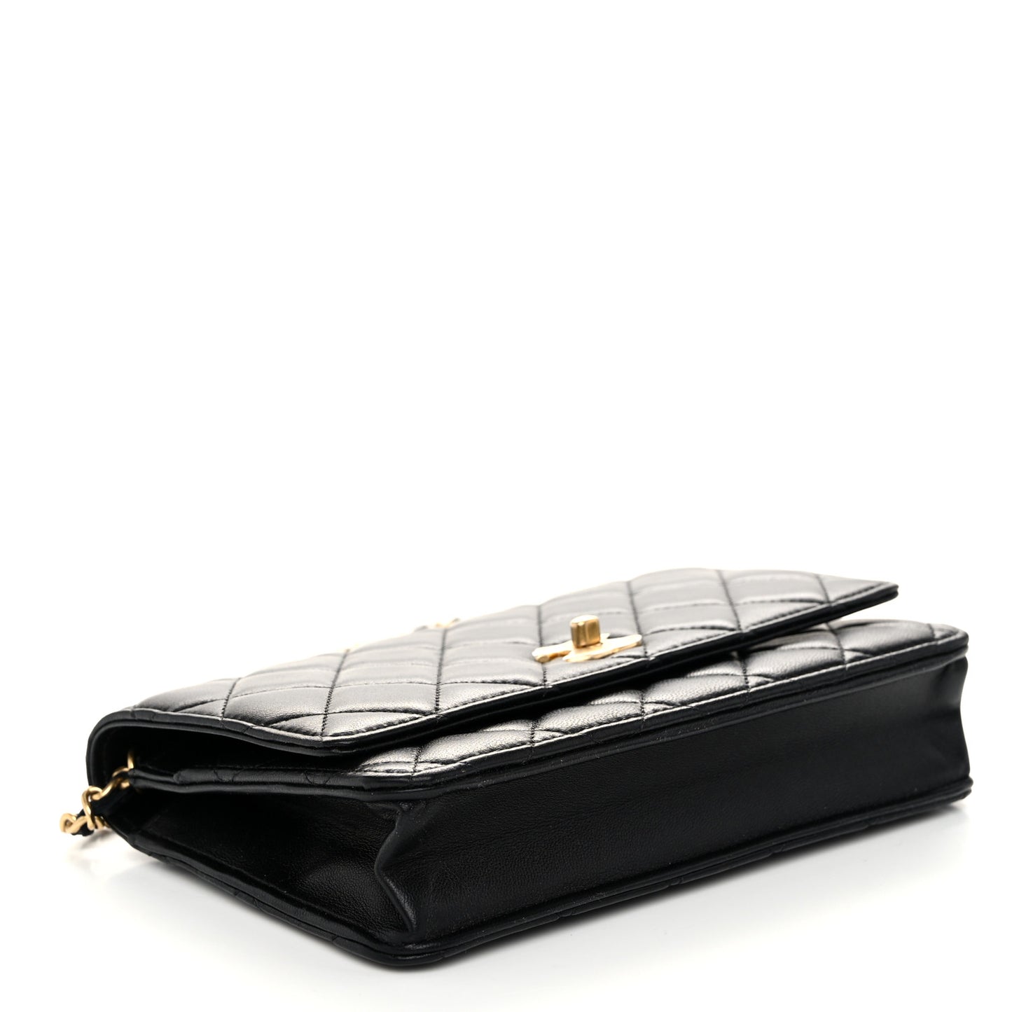 Lambskin Quilted CC Pearl Crush Wallet on Chain WOC Black