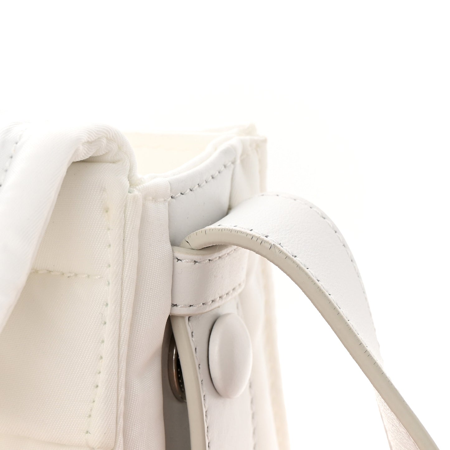 Re-Nylon Vitello Padded Small Flap Shoulder Bag White