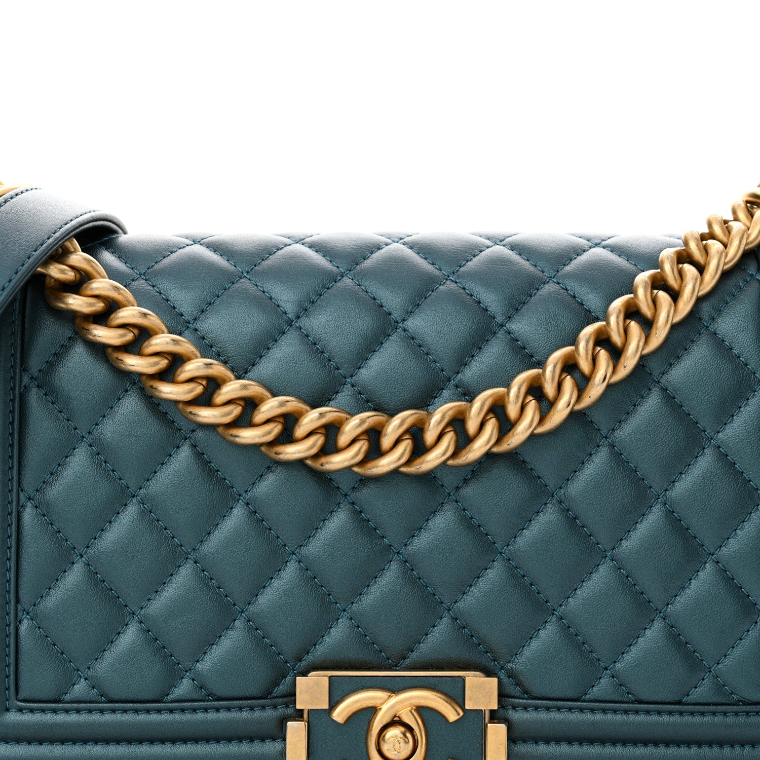 Chanel Metallic Calfskin Quilted Medium Boy Flap Blue 8 of 12