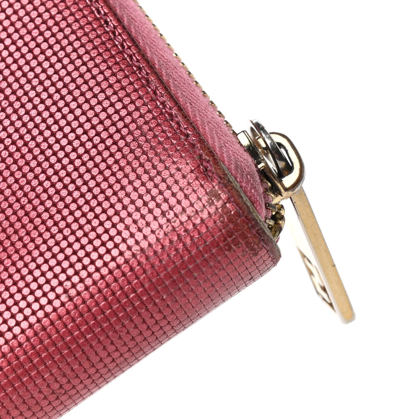 Vitello Birkin Logo Zip Around Wallet Rosa