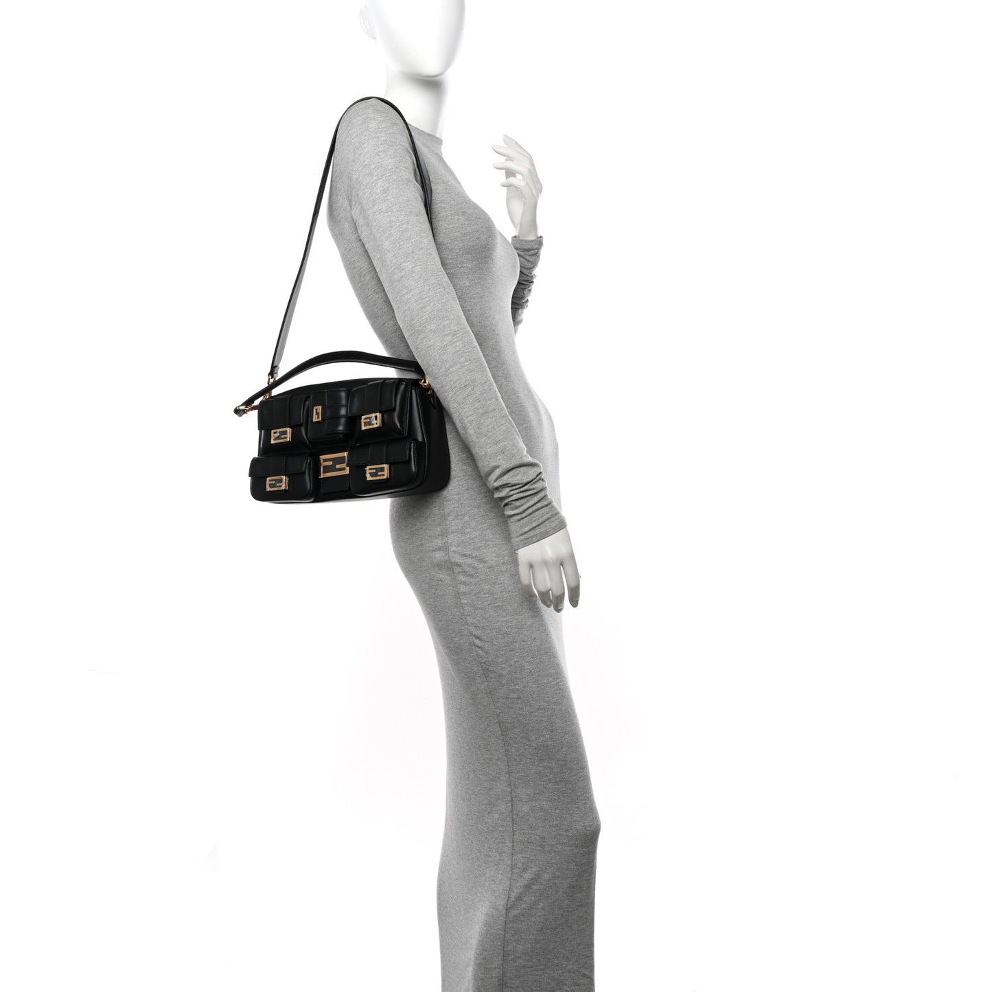 Shiny Nappa Multipocket Baguette Black