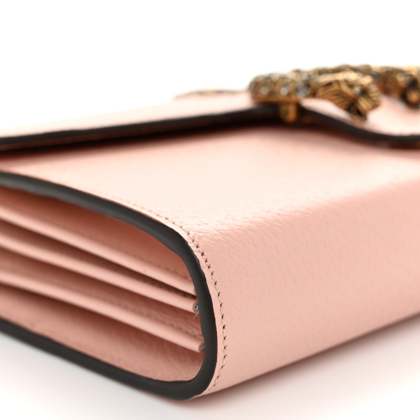 Dollar Calfskin Crystal Garden Dionysus Chain Wallet Pink