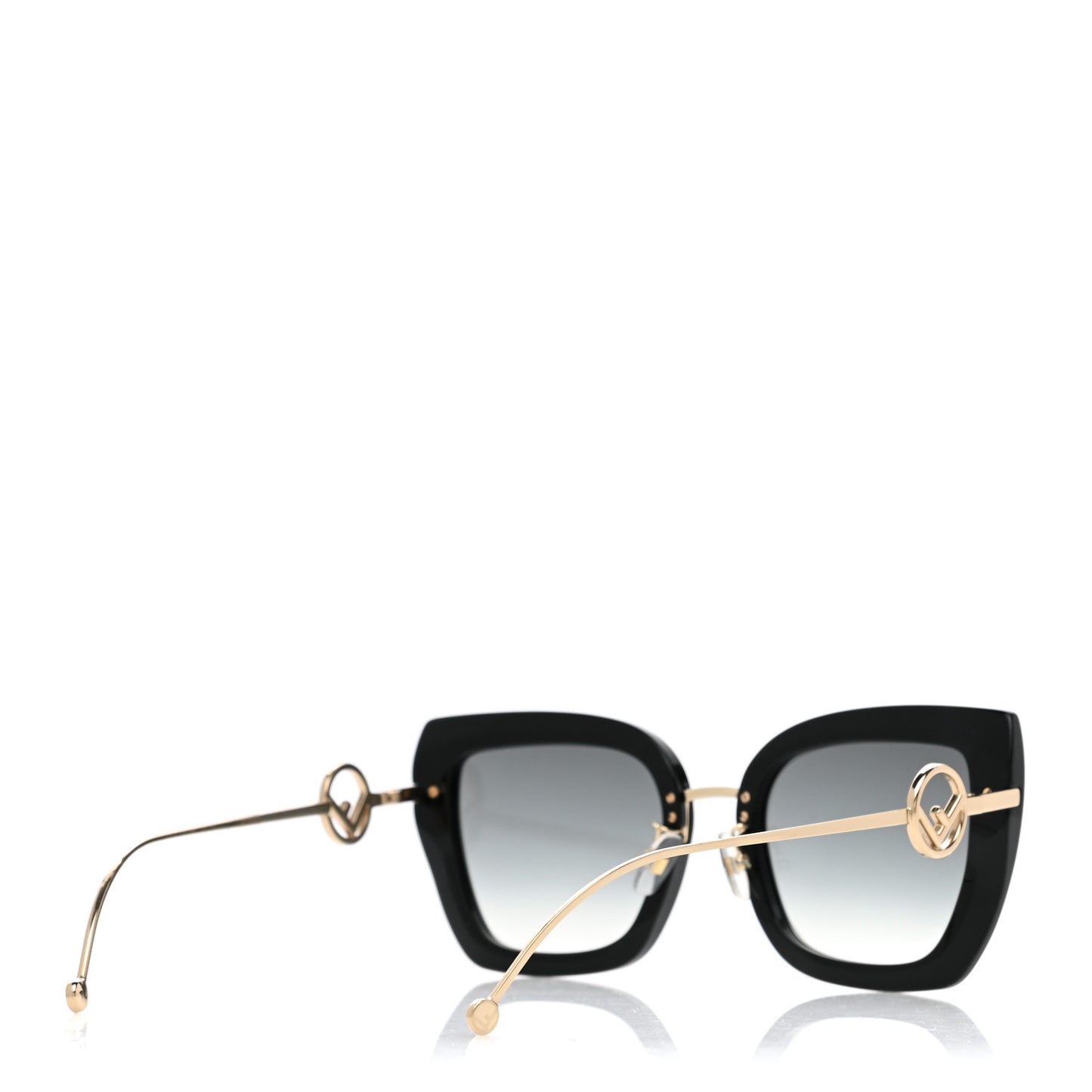 Acetate Metal F is Fendi Square Cat Eye Sunglasses FF 0424/F/S Black