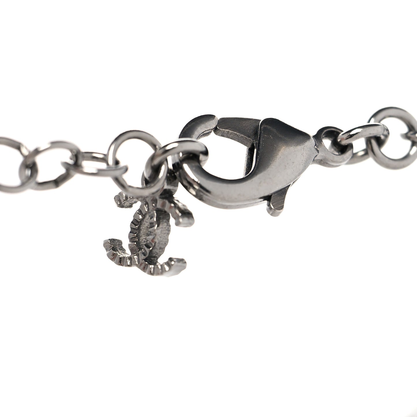Crystal CC Pendant Necklace Silver
