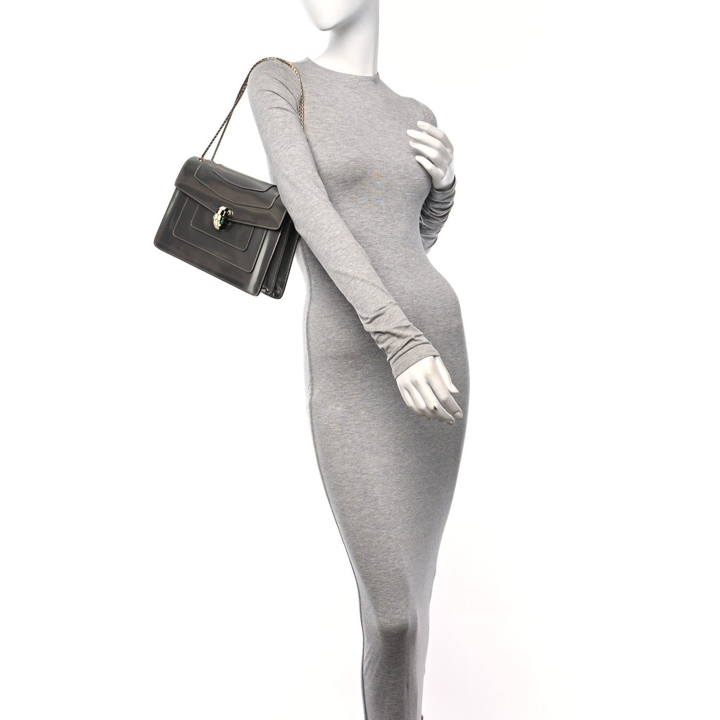 Metallic Calfskin Serpenti Forever Crossbody Bag Silver