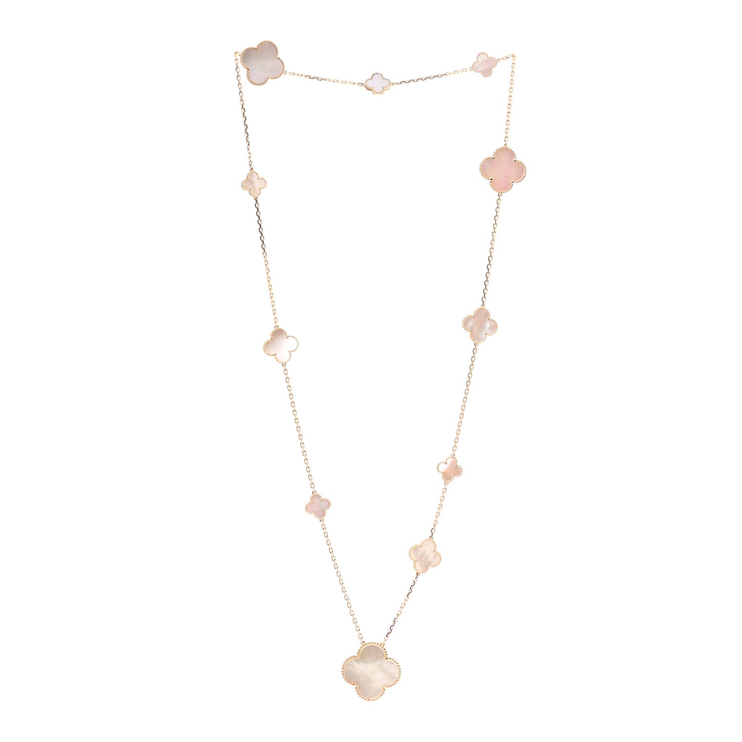 18K Yellow Gold Mother of Pearl 11 Motifs Magic Alhambra Necklace