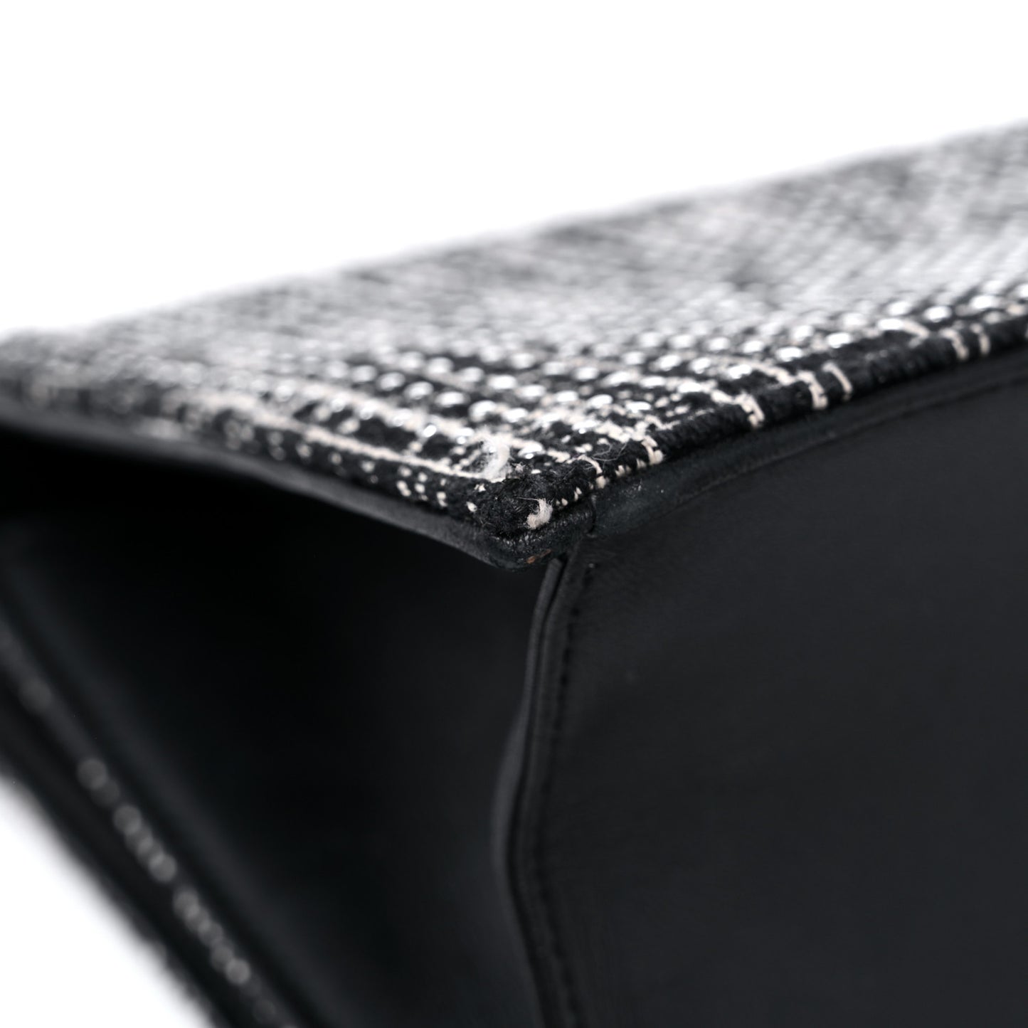 Tweed Embellished Diorama Flap Bag Black White