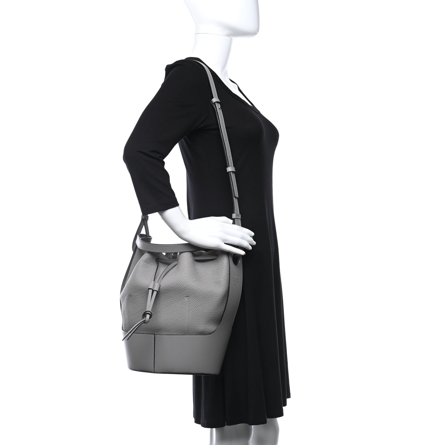 Calfskin Medium Balloon Bucket Bag Smoke